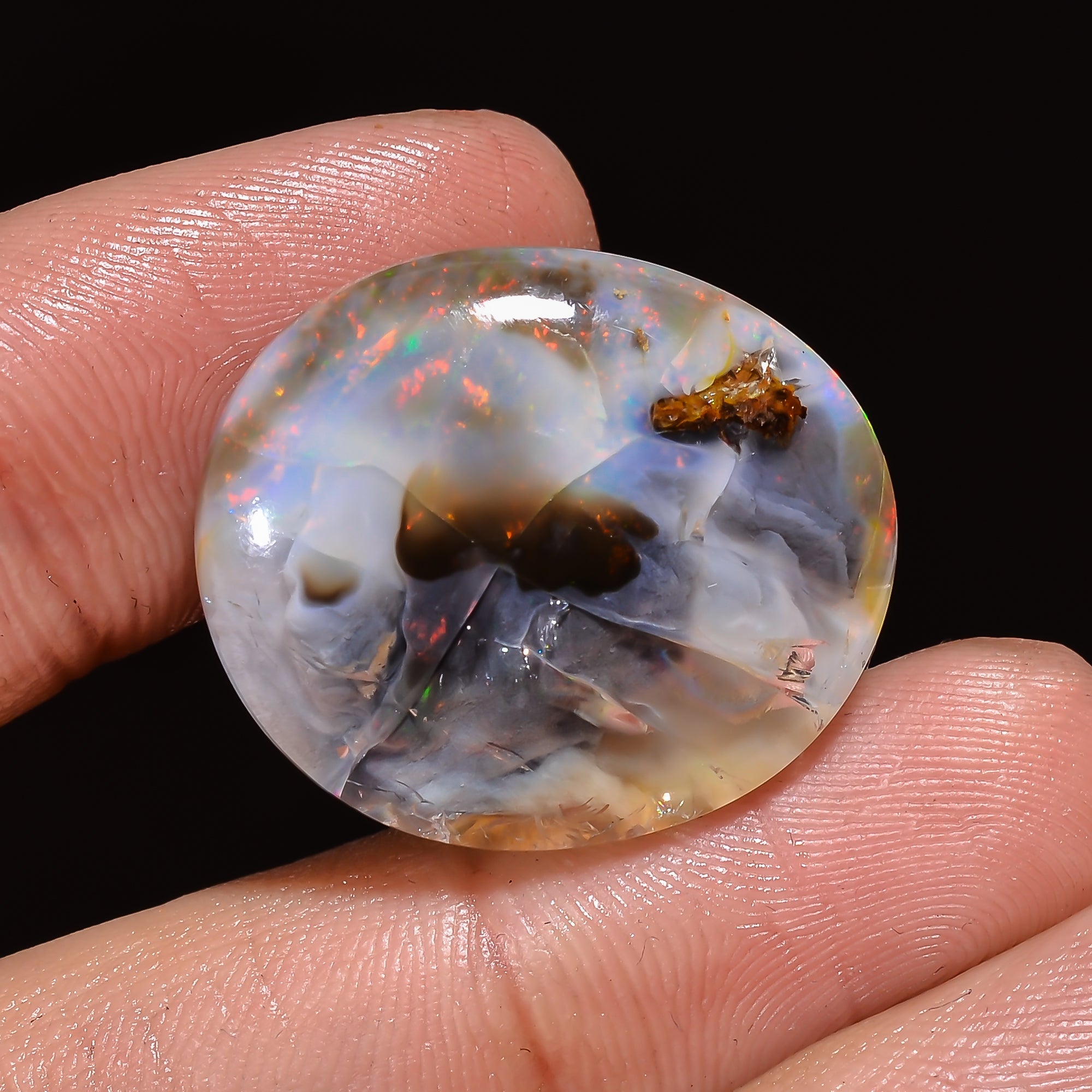 Natural Ethiopian Opal Oval Shape Cabochon Loose Gemstone 29.5 Ct. 24X21X10 mm A-326