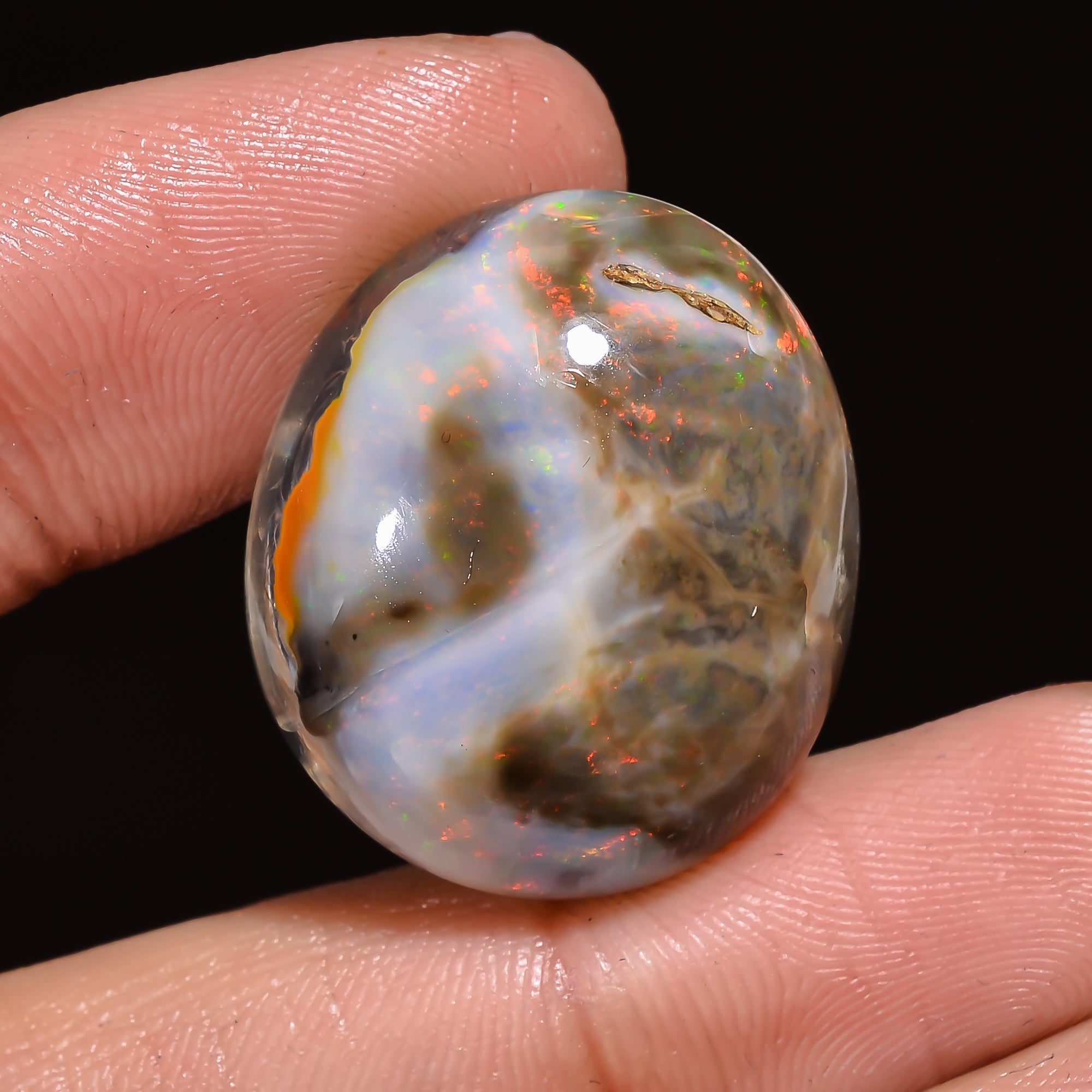 Natural Ethiopian Opal Oval Shape Cabochon Loose Gemstone 29.5 Ct. 24X21X10 mm A-326