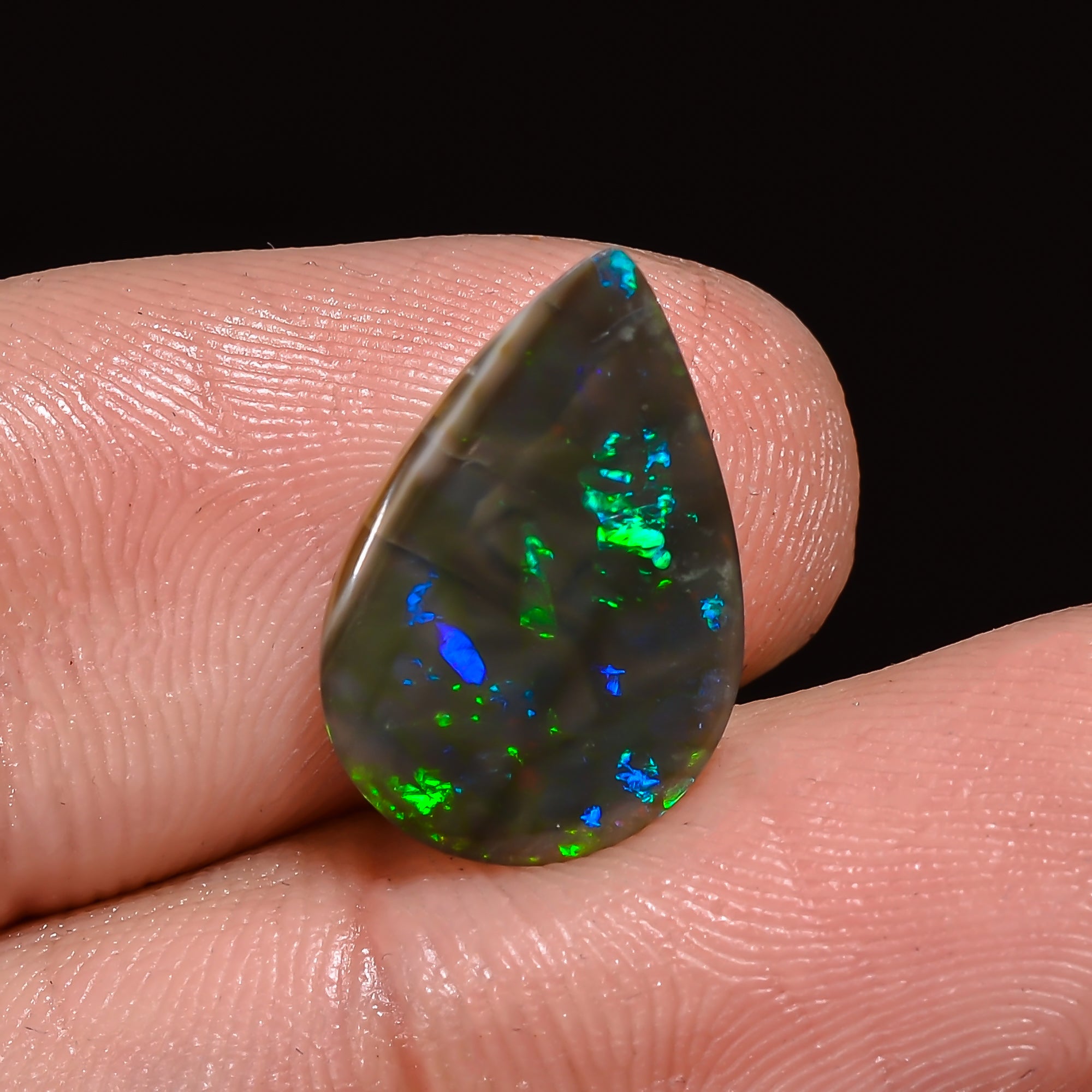 Natural Ethiopian Opal Pear Shape Cabochon Loose Gemstone 3 Ct. 15X10X4 mm A-333