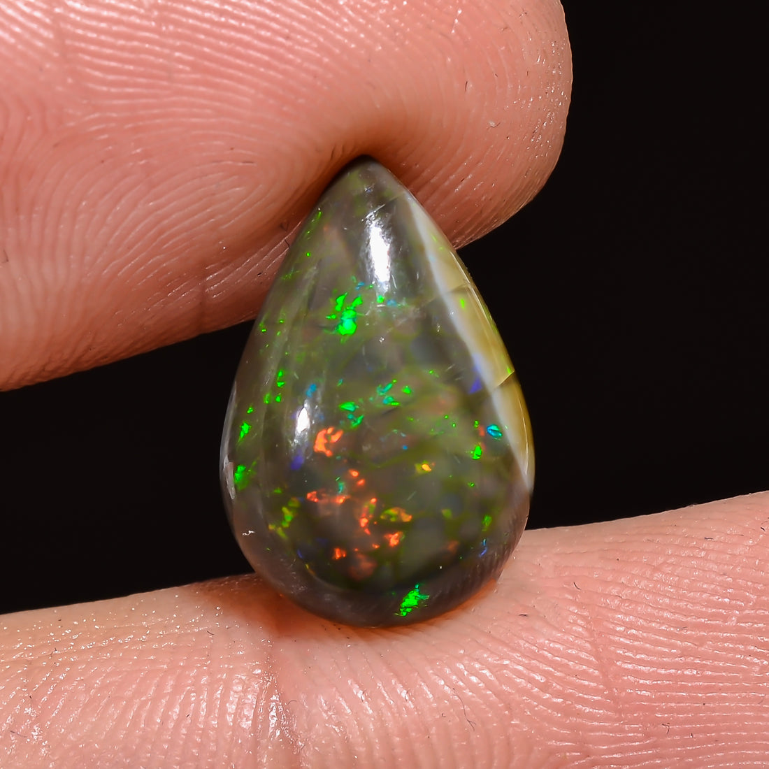 Natural Ethiopian Opal Pear Shape Cabochon Loose Gemstone 3 Ct. 15X10X4 mm A-333