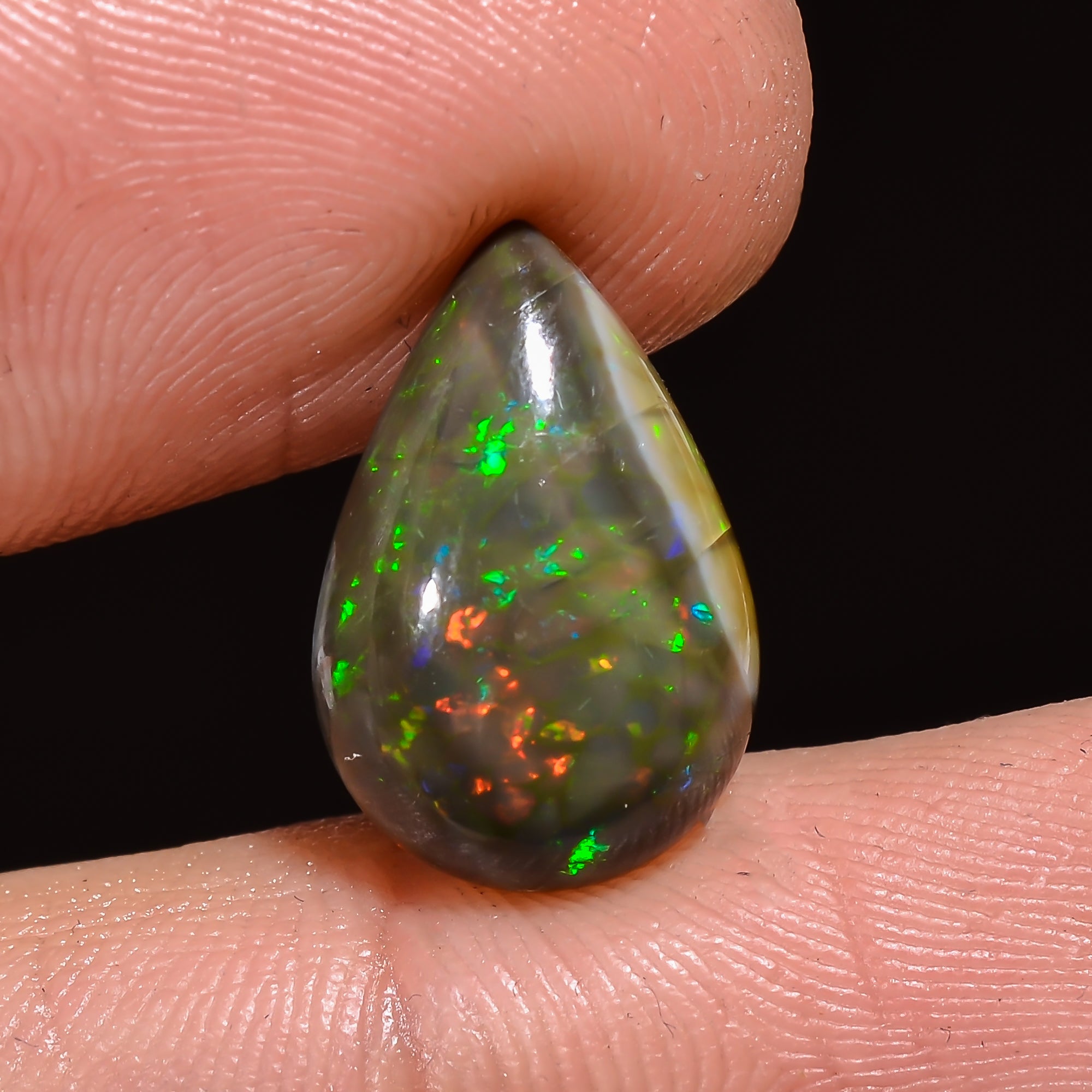 Natural Ethiopian Opal Pear Shape Cabochon Loose Gemstone 3 Ct. 15X10X4 mm A-333