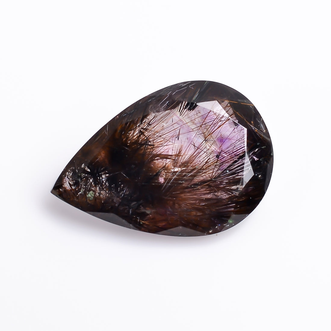 Natural Amethyst with cacoxinite rare quartz Pear Shape Cut Stone Loose Gemstone For Making Jewelry 13.5 Ct. 21X15X7 mm A-674