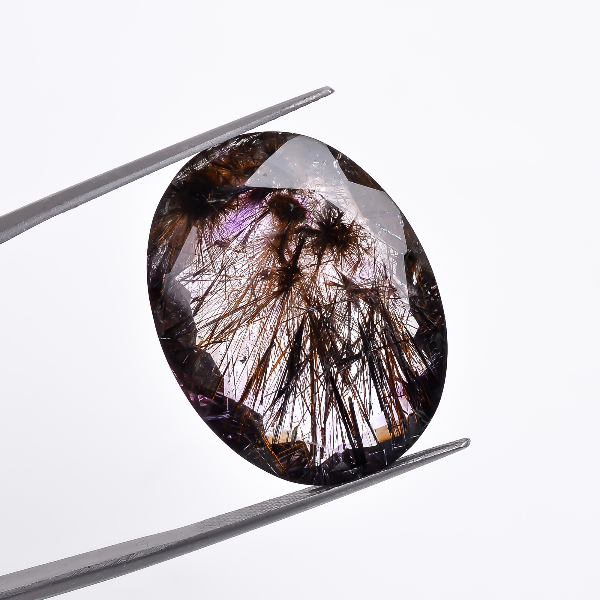 Natural Amethyst with cacoxinite rare quartz Oval Shape Cut Stone Loose Gemstone For Making Jewelry 28 Ct. 26X20X9 mm A-676