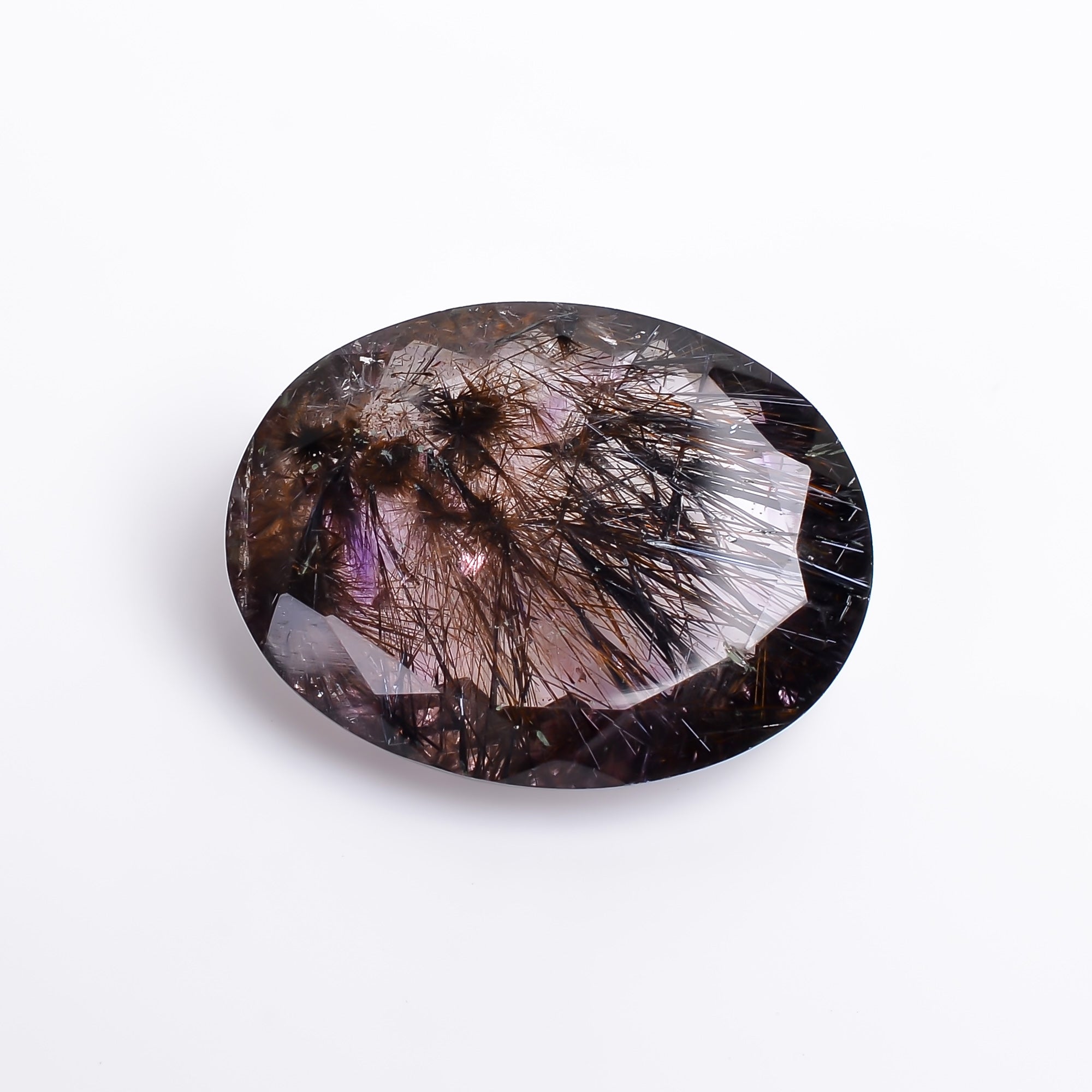 Natural Amethyst with cacoxinite rare quartz Oval Shape Cut Stone Loose Gemstone For Making Jewelry 28 Ct. 26X20X9 mm A-676