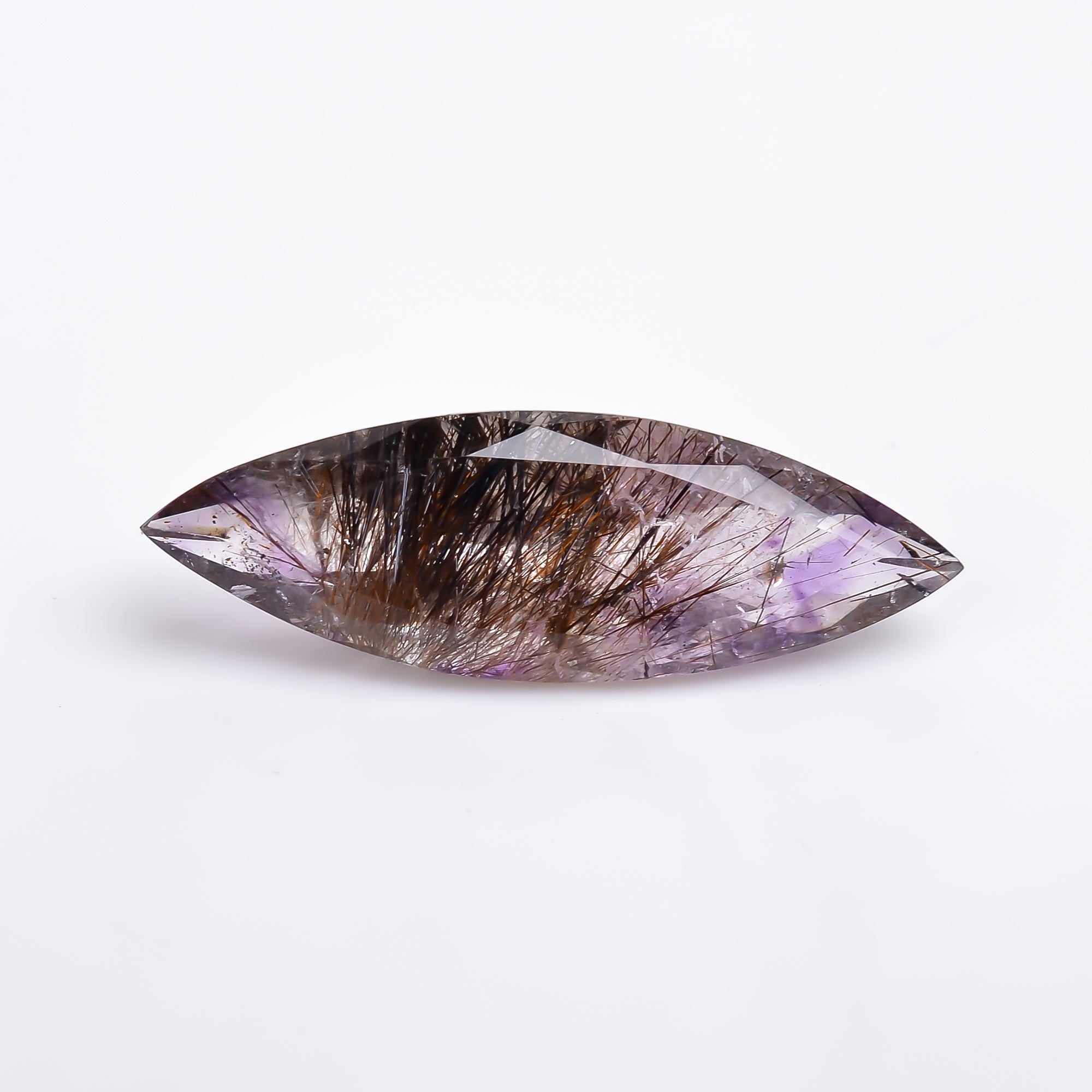 Natural Amethyst with cacoxinite rare quartz Marquise Shape Cut Stone Loose Gemstone For Making Jewelry 15.5 Ct. 32X10X8 mm A-677