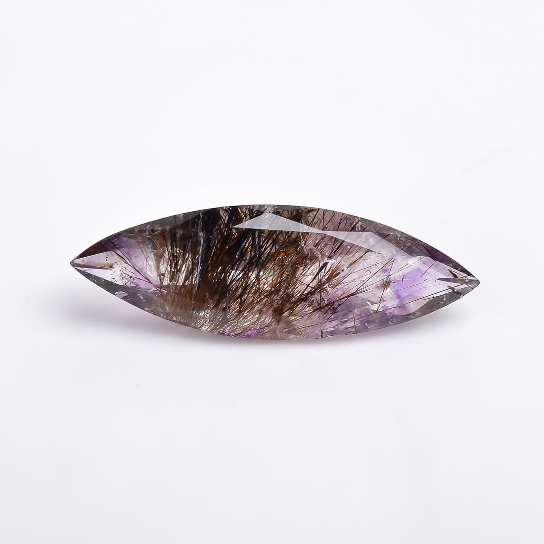 Natural Amethyst with cacoxinite rare quartz Marquise Shape Cut Stone Loose Gemstone For Making Jewelry 15.5 Ct. 32X10X8 mm A-677