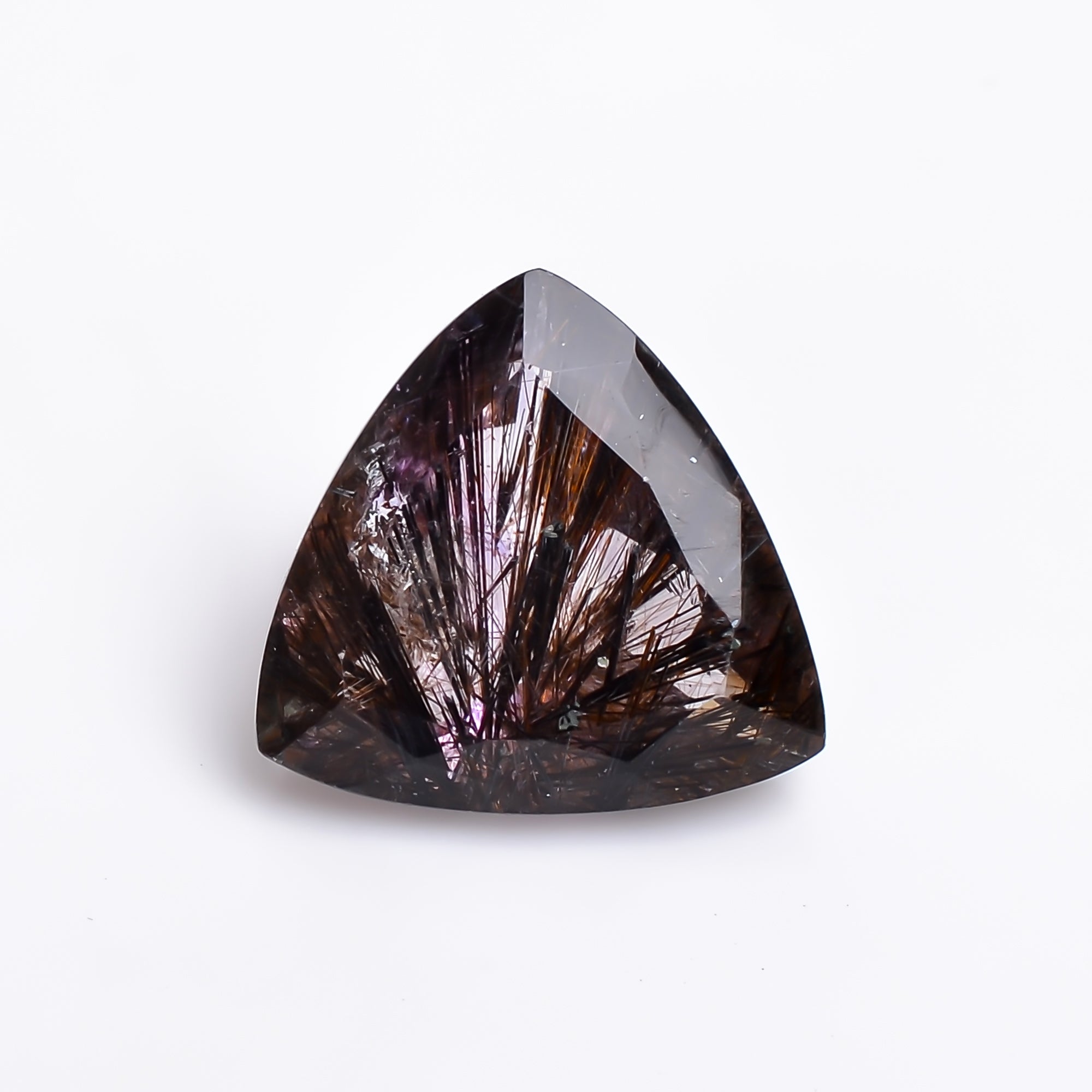 Natural Amethyst with cacoxinite rare quartz Trillion Shape Cut Stone Loose Gemstone For Making Jewelry 6.5 Ct. 13X13X7 mm A-678