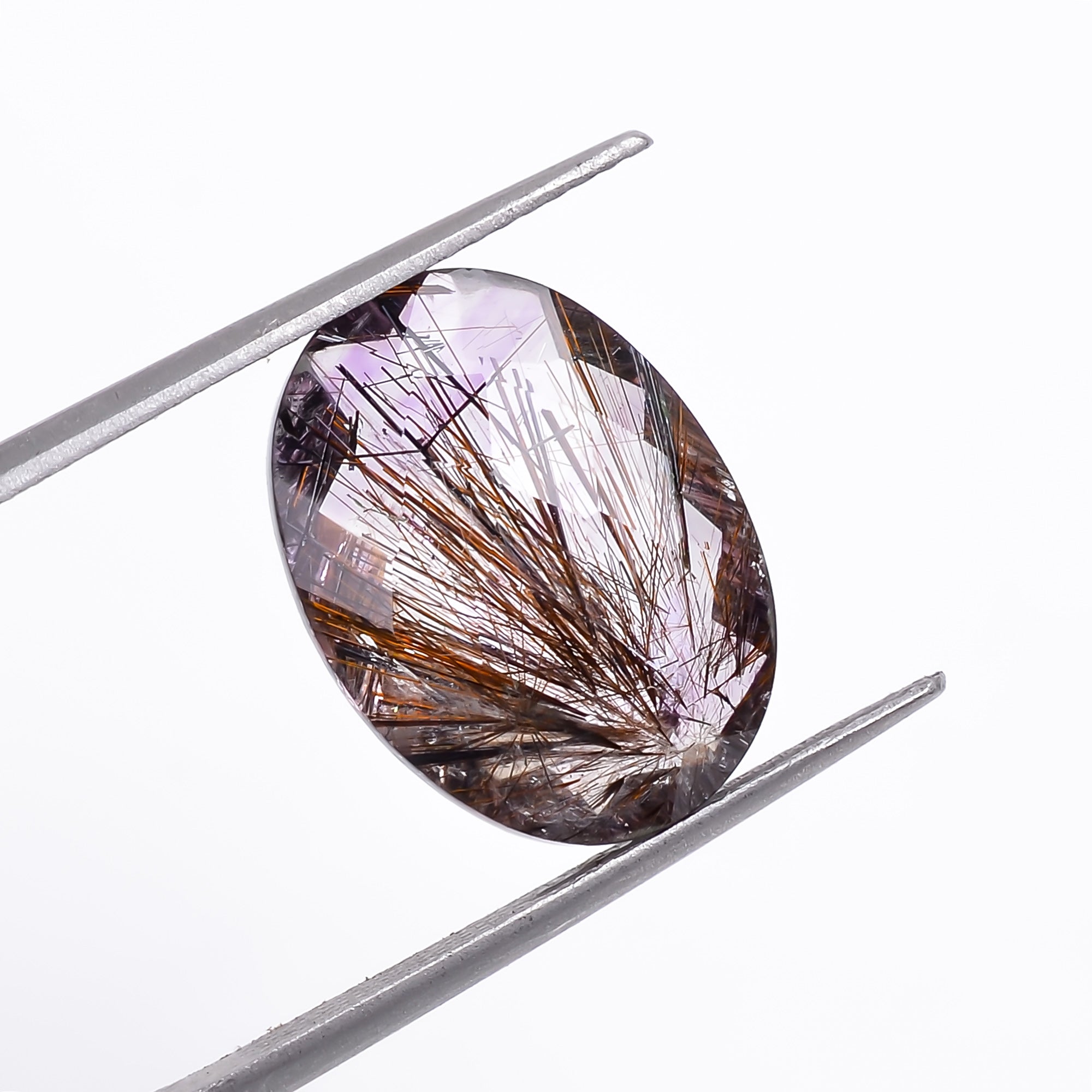 Natural Amethyst with cacoxinite rare quartz Oval Shape Faceted Loose Gemstone For Making Jewelry 7 Ct. 15X12X5 mm A-679