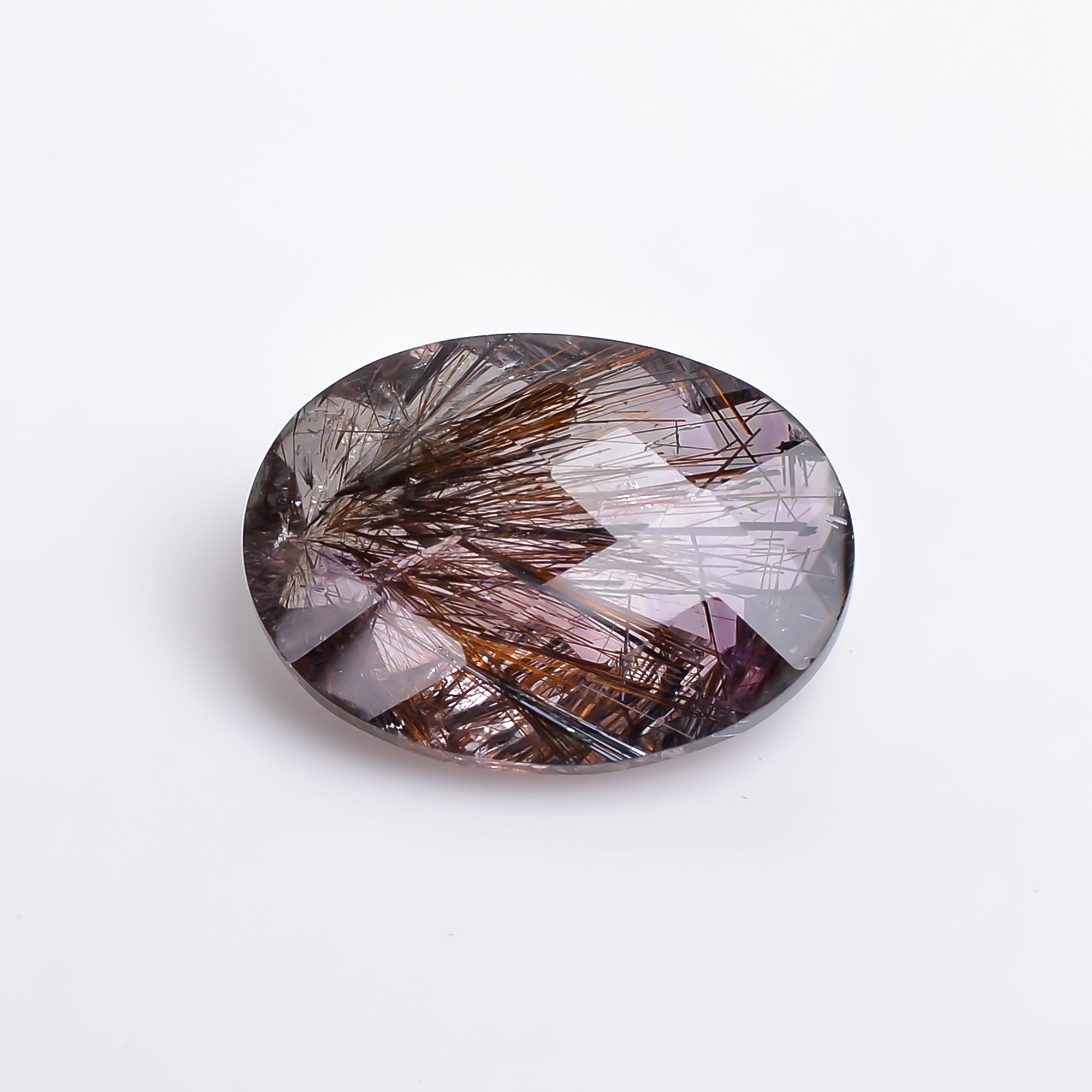 Natural Amethyst with cacoxinite rare quartz Oval Shape Faceted Loose Gemstone For Making Jewelry 7 Ct. 15X12X5 mm A-679