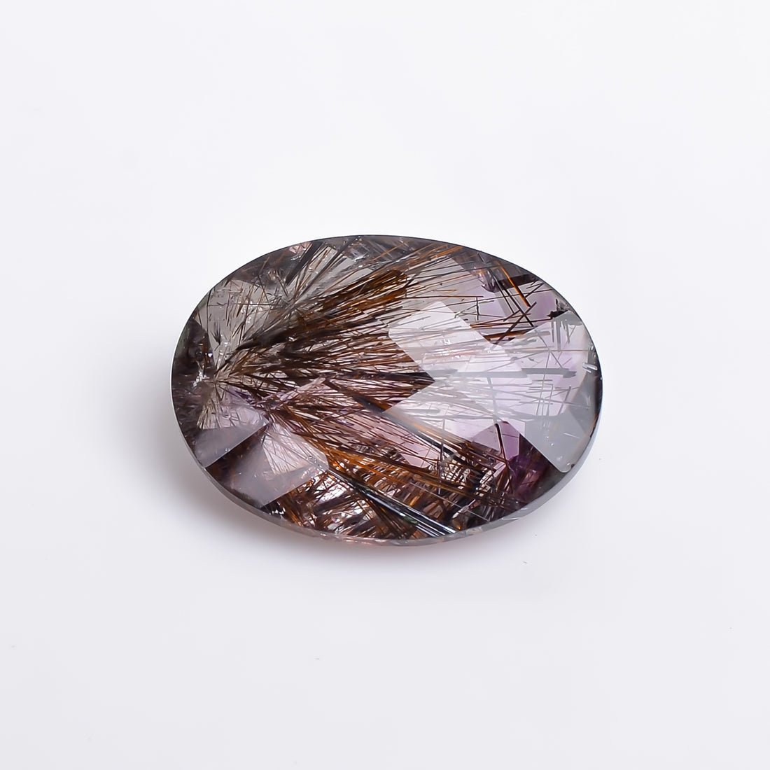 Natural Amethyst with cacoxinite rare quartz Oval Shape Faceted Loose Gemstone For Making Jewelry 7 Ct. 15X12X5 mm A-679