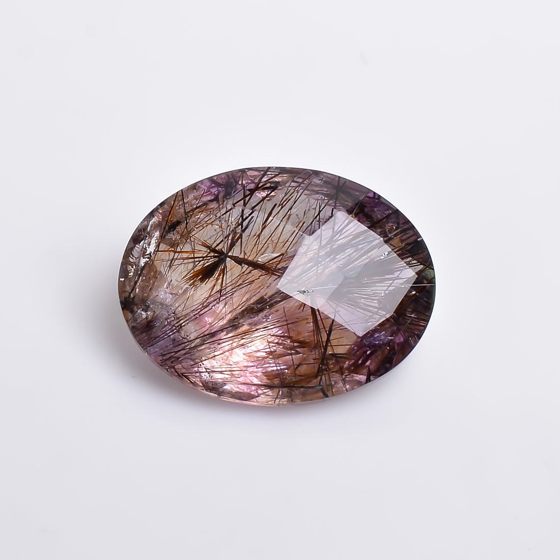 Natural Amethyst With Cacoxinite Rare Quartz Oval Shape Faceted Loose Gemstone For Making Jewelry 6.5 Ct. 15X11X6 mm A-681