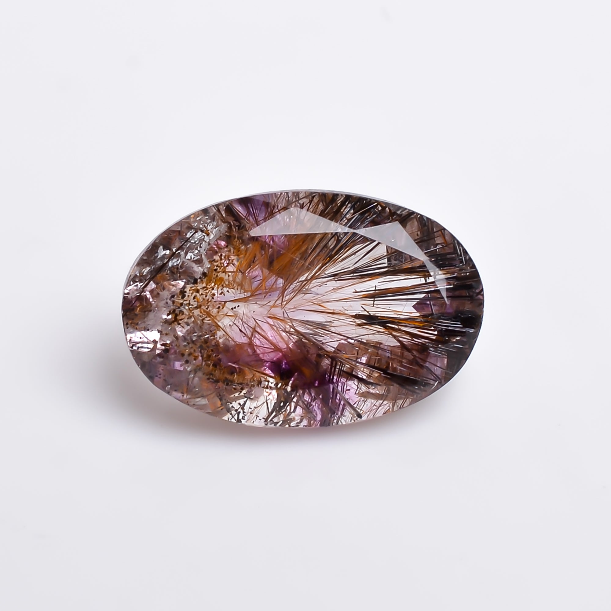 Natural Amethyst with cacoxinite rare quartz Oval Shape Cut Stone Loose Gemstone For Making Jewelry 5.5 Ct. 14X9X6 mm A-682