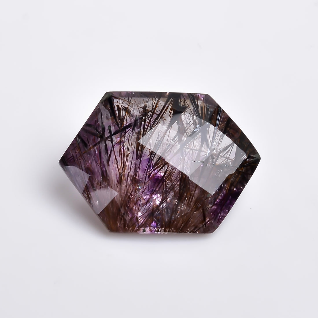 Natural Amethyst with cacoxinite rare quartz Fancy Shape Faceted Loose Gemstone For Making Jewelry 17 Ct. 22X16X9 mm A-685