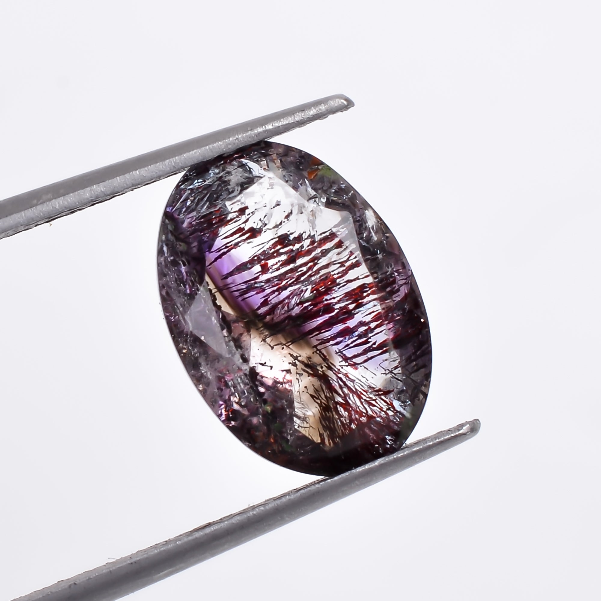 Natural Amethyst with cacoxinite rare quartz Oval Shape Cut Stone Loose Gemstone For Making Jewelry 3 Ct. 12X8X5 mm A-689
