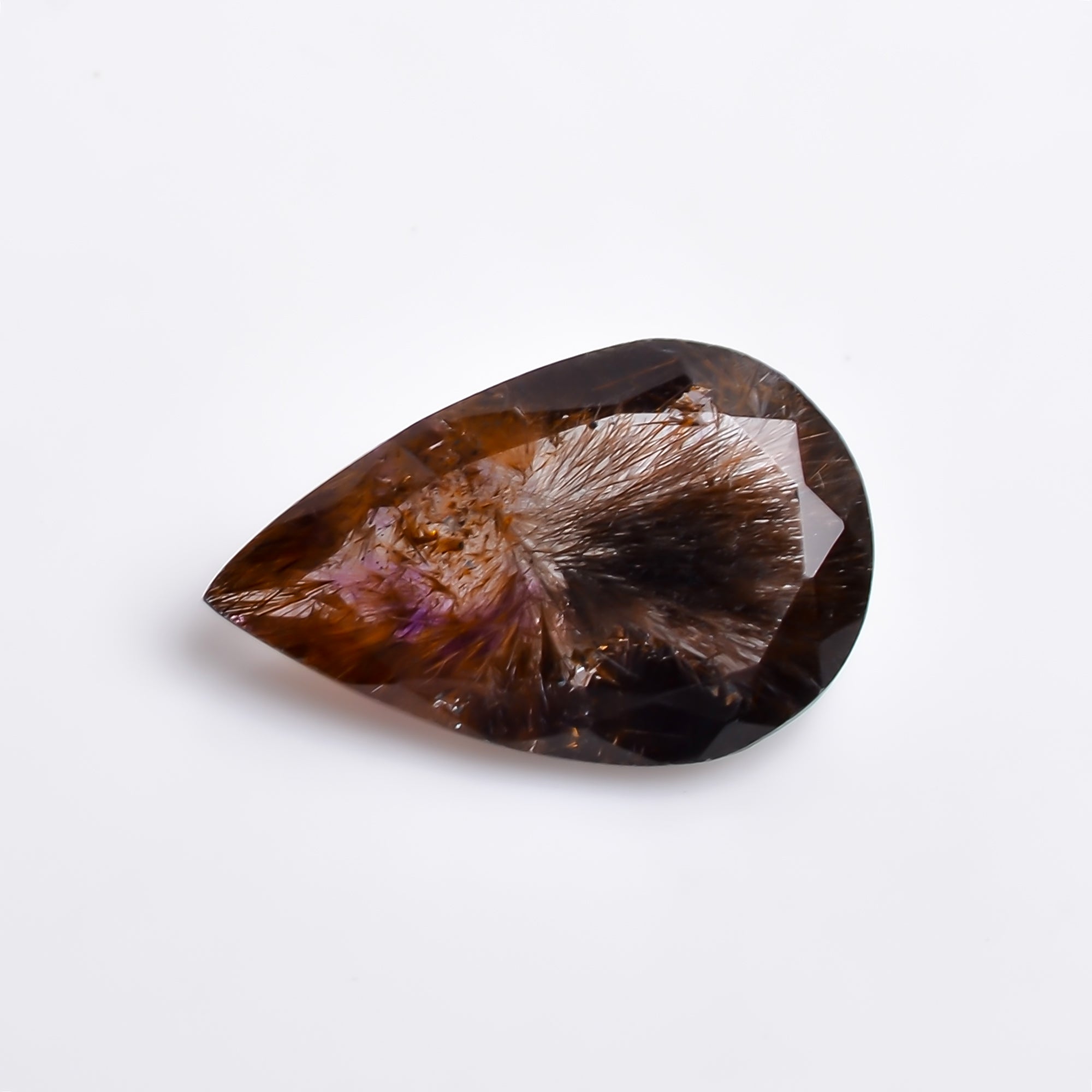 Natural Amethyst with cacoxinite rare quartz Pear Shape Cut Stone Loose Gemstone For Making Jewelry 4.5 Ct. 16X10X5 mm A-690