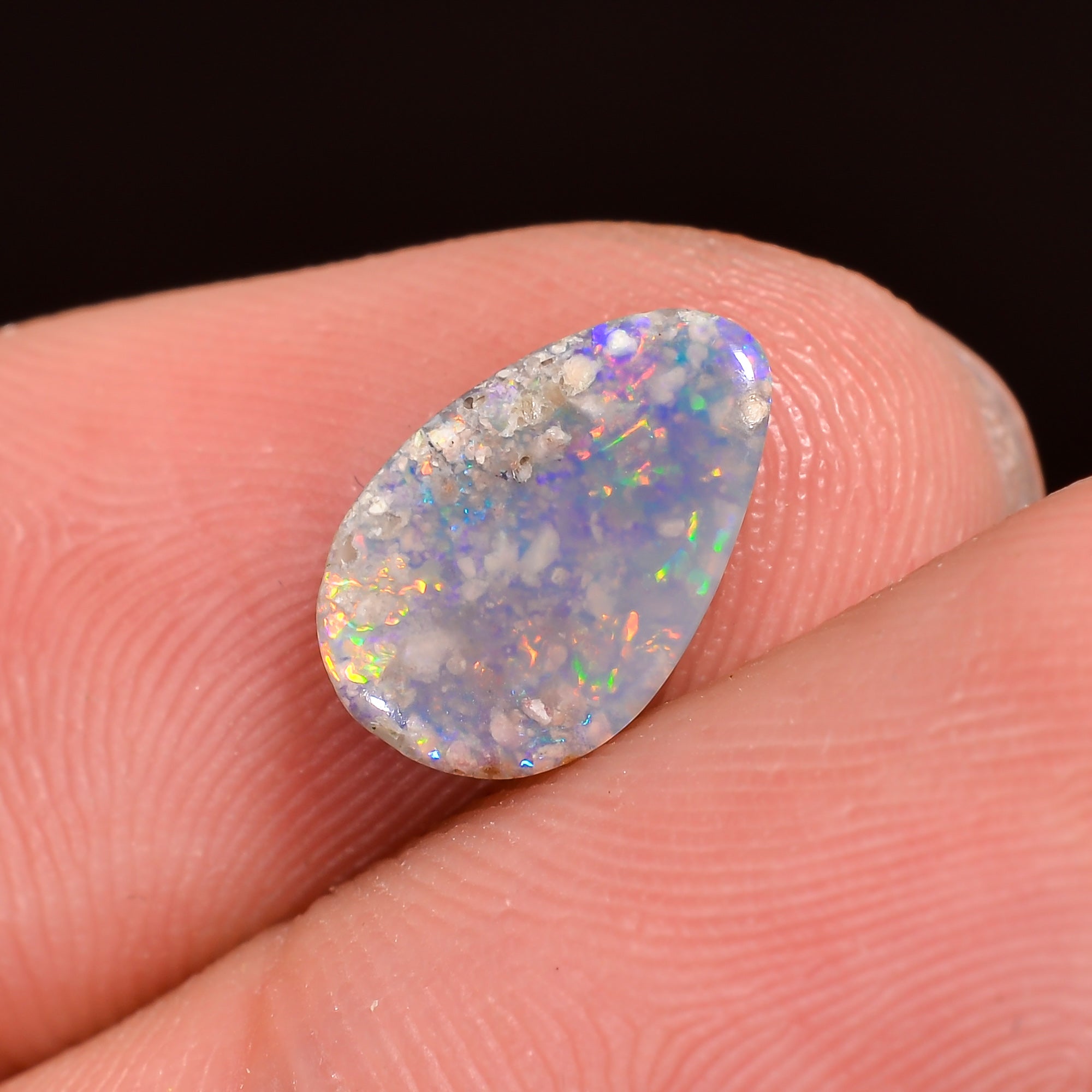 Natural Australian Opal Pear Shape Cabochon Loose Gemstone For Making Jewelry 10X7X1 mm 0.5 Ct. OP-685