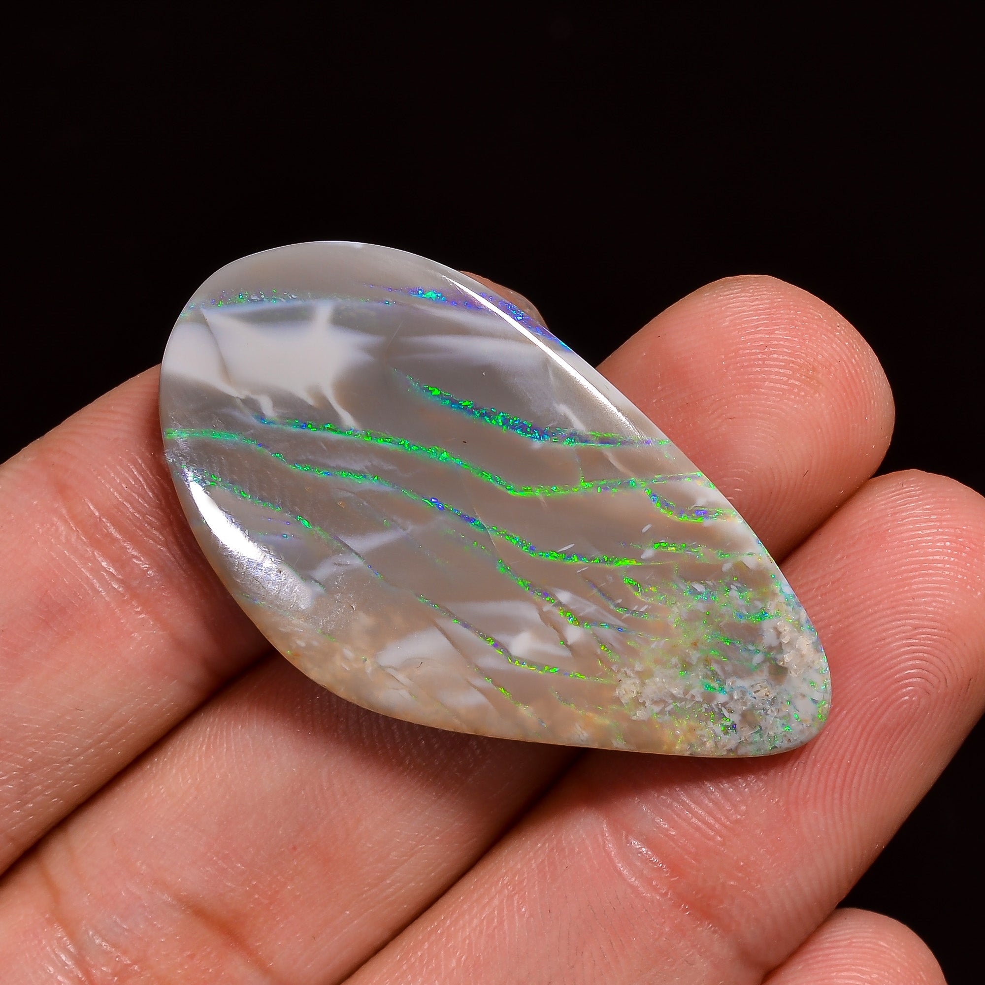 Natural Australian Opal Fancy Shape Cabochon Loose Gemstone For Making Jewelry 38X21X5 mm 22.5 Ct. OP-733