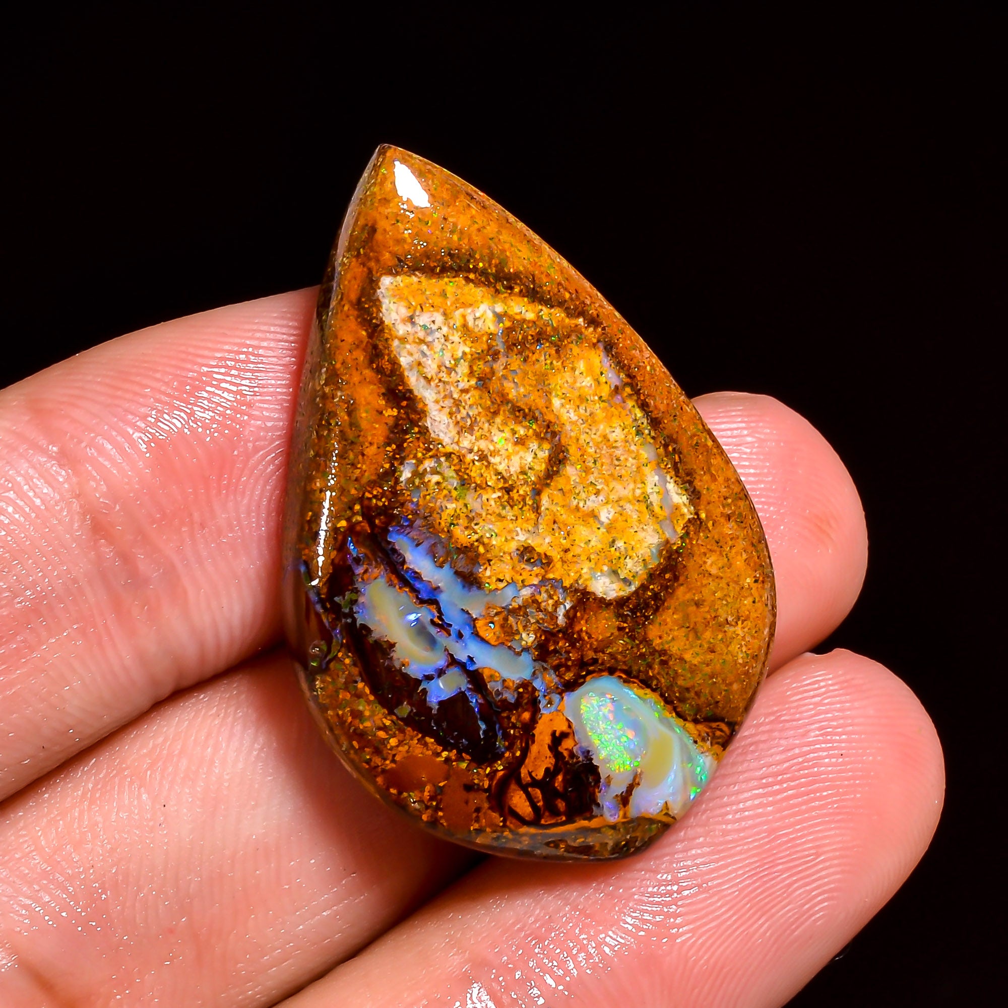 Boulder Opal Fancy Shape Cabochon Loose Gemstone For Making Jewelry 33.5 Ct. 34X22X6 mm OP-863