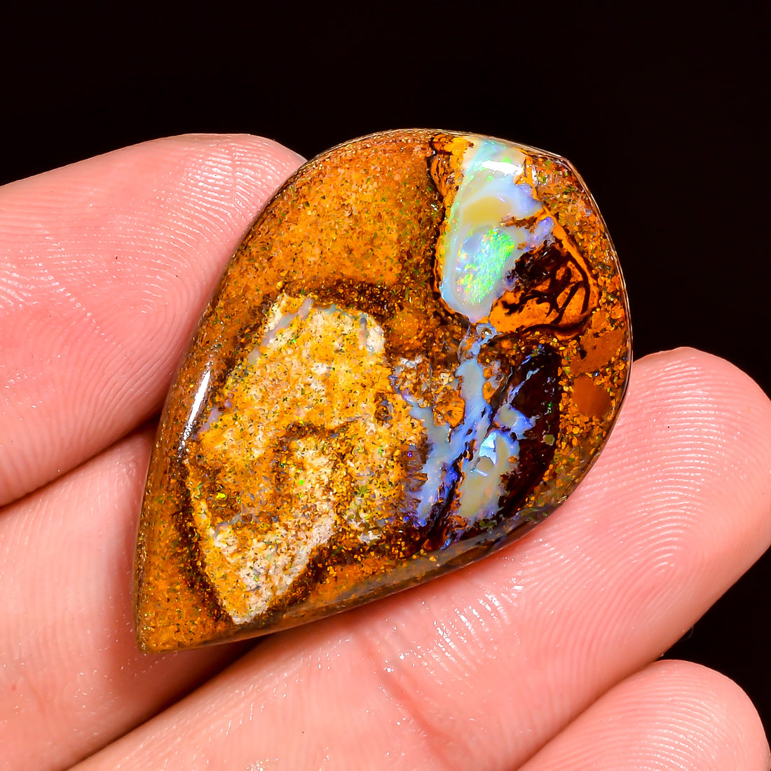 Boulder Opal Fancy Shape Cabochon Loose Gemstone For Making Jewelry 33.5 Ct. 34X22X6 mm OP-863