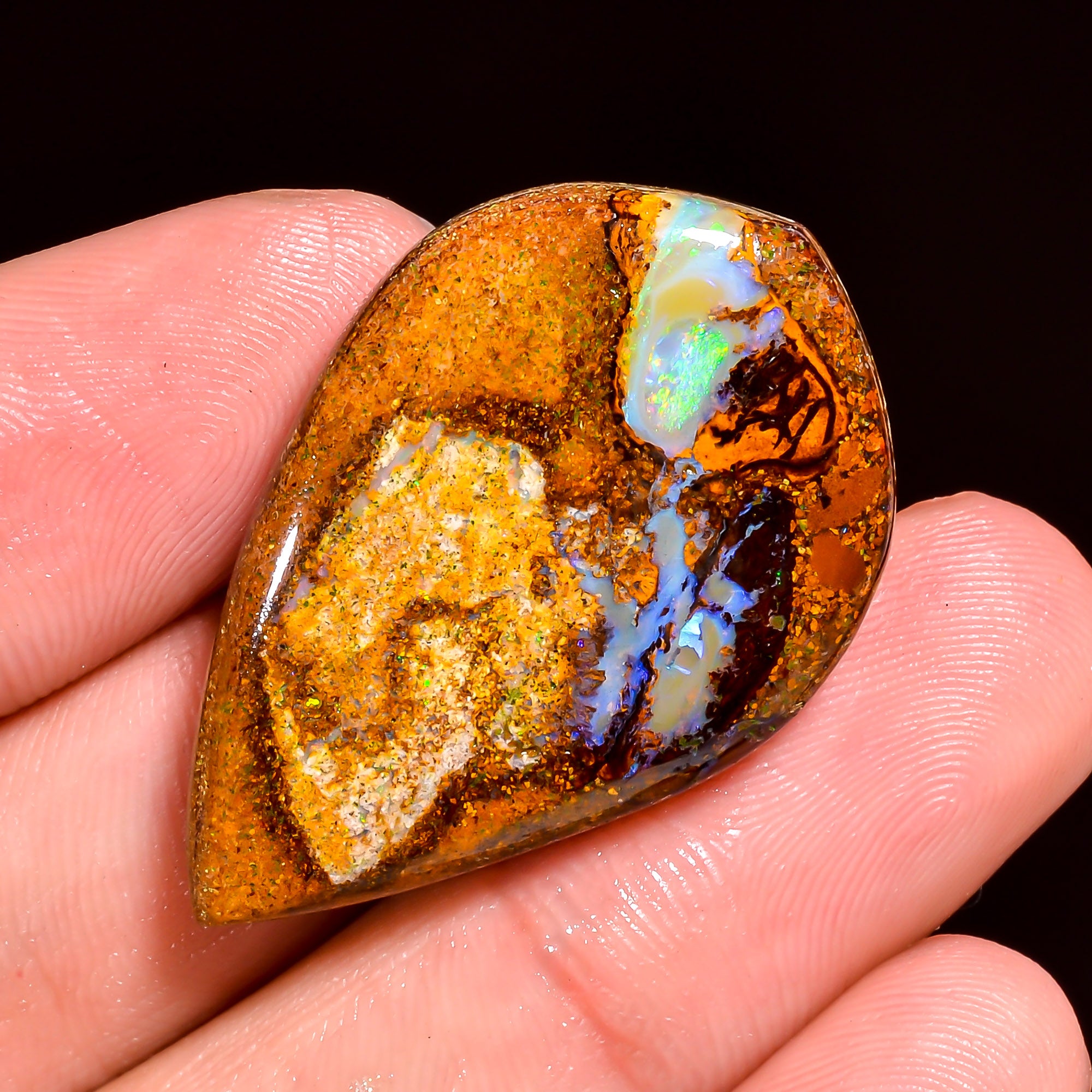 Boulder Opal Fancy Shape Cabochon Loose Gemstone For Making Jewelry 33.5 Ct. 34X22X6 mm OP-863