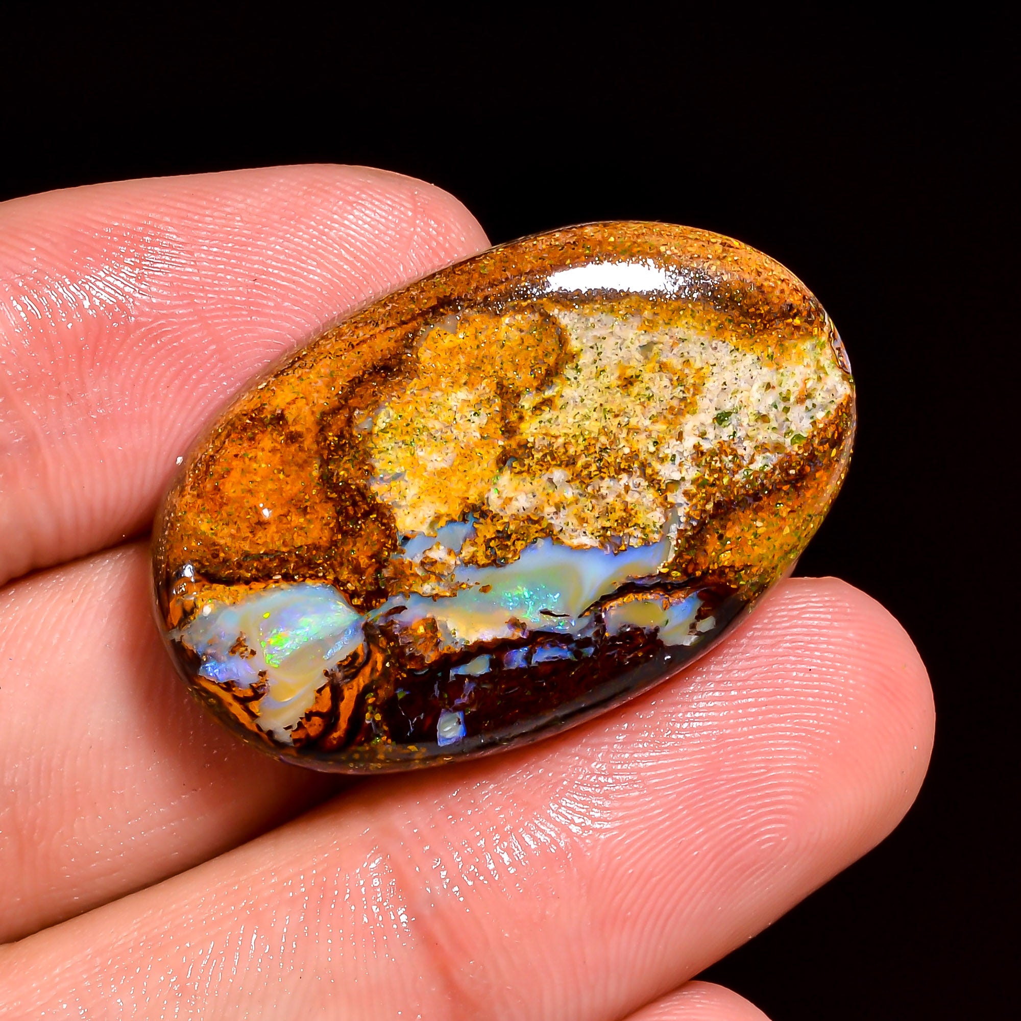 Boulder Opal Oval Shape Cabochon Loose Gemstone For Making Jewelry 31.5 Ct. 31X20X6 mm OP-864