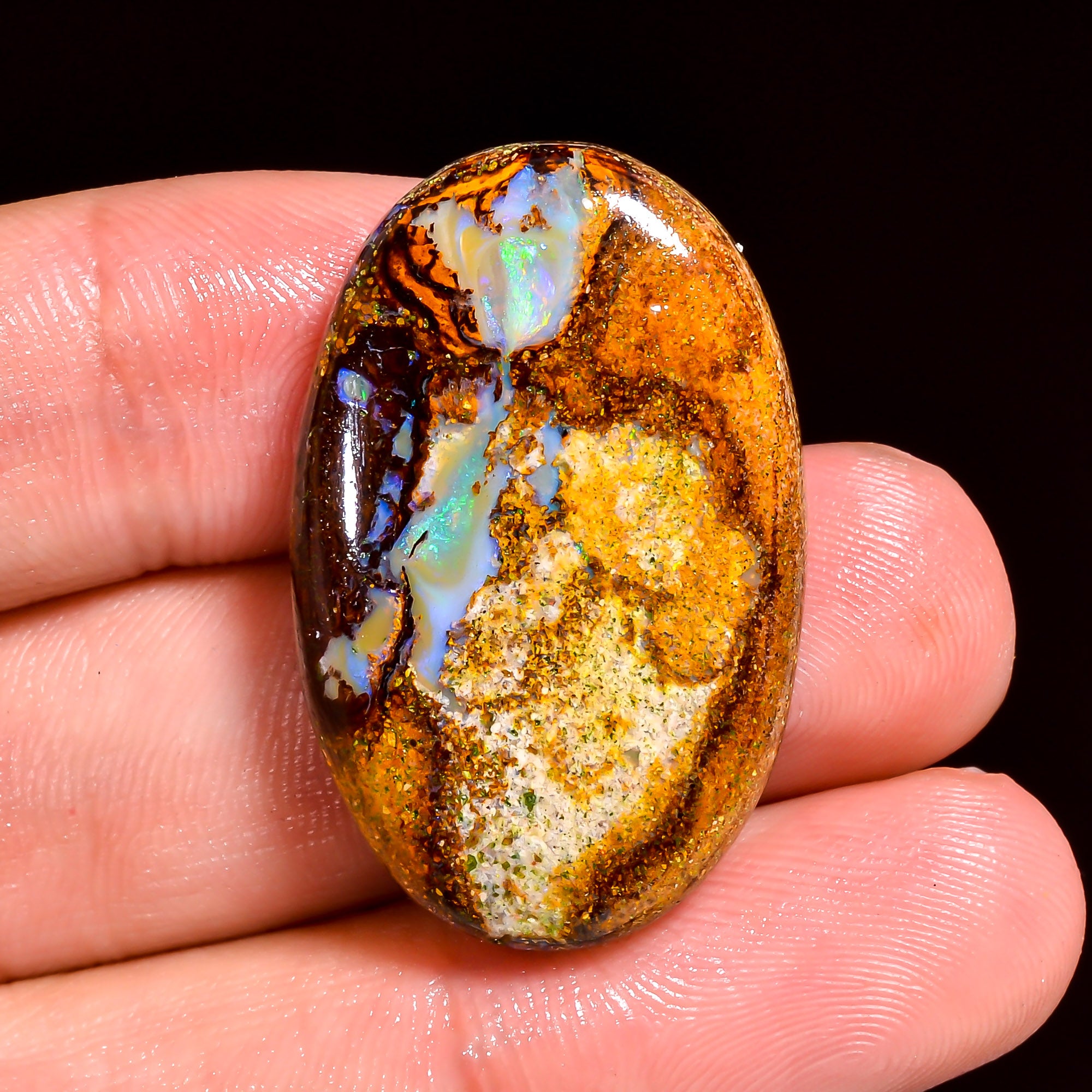 Boulder Opal Oval Shape Cabochon Loose Gemstone For Making Jewelry 31.5 Ct. 31X20X6 mm OP-864