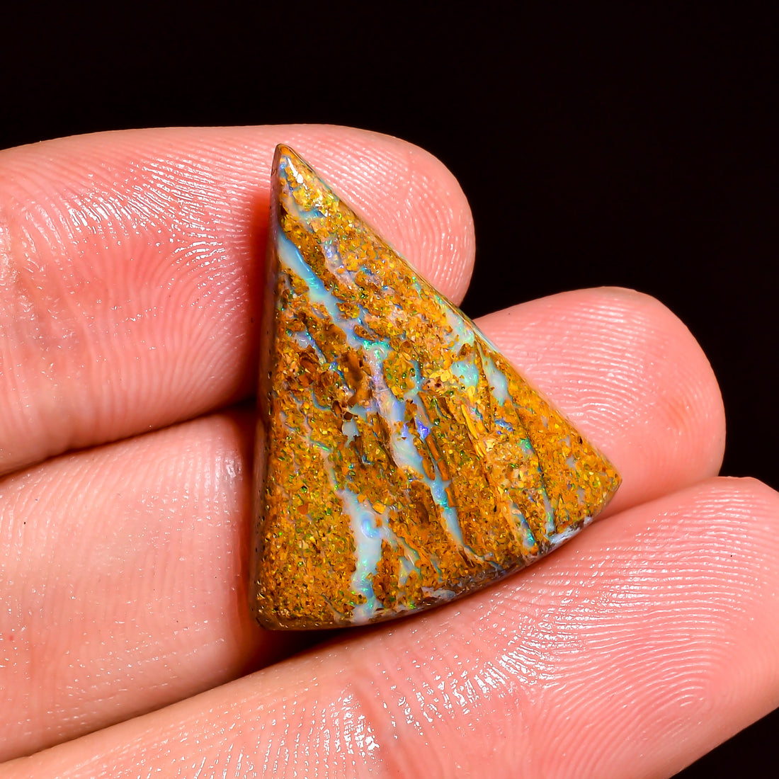 Boulder Opal Triangle Shape Cabochon Loose Gemstone For Making Jewelry 13 Ct. 24X20X5 mm OP-865