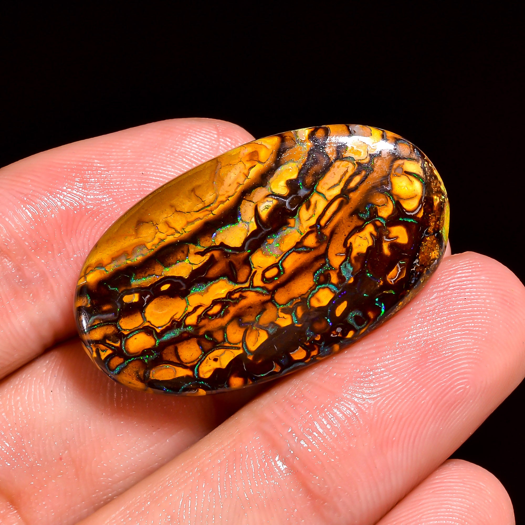 Boulder Opal Oval Shape Cabochon Loose Gemstone For Making Jewelry 36 Ct. 33X19X6 mm OP-866