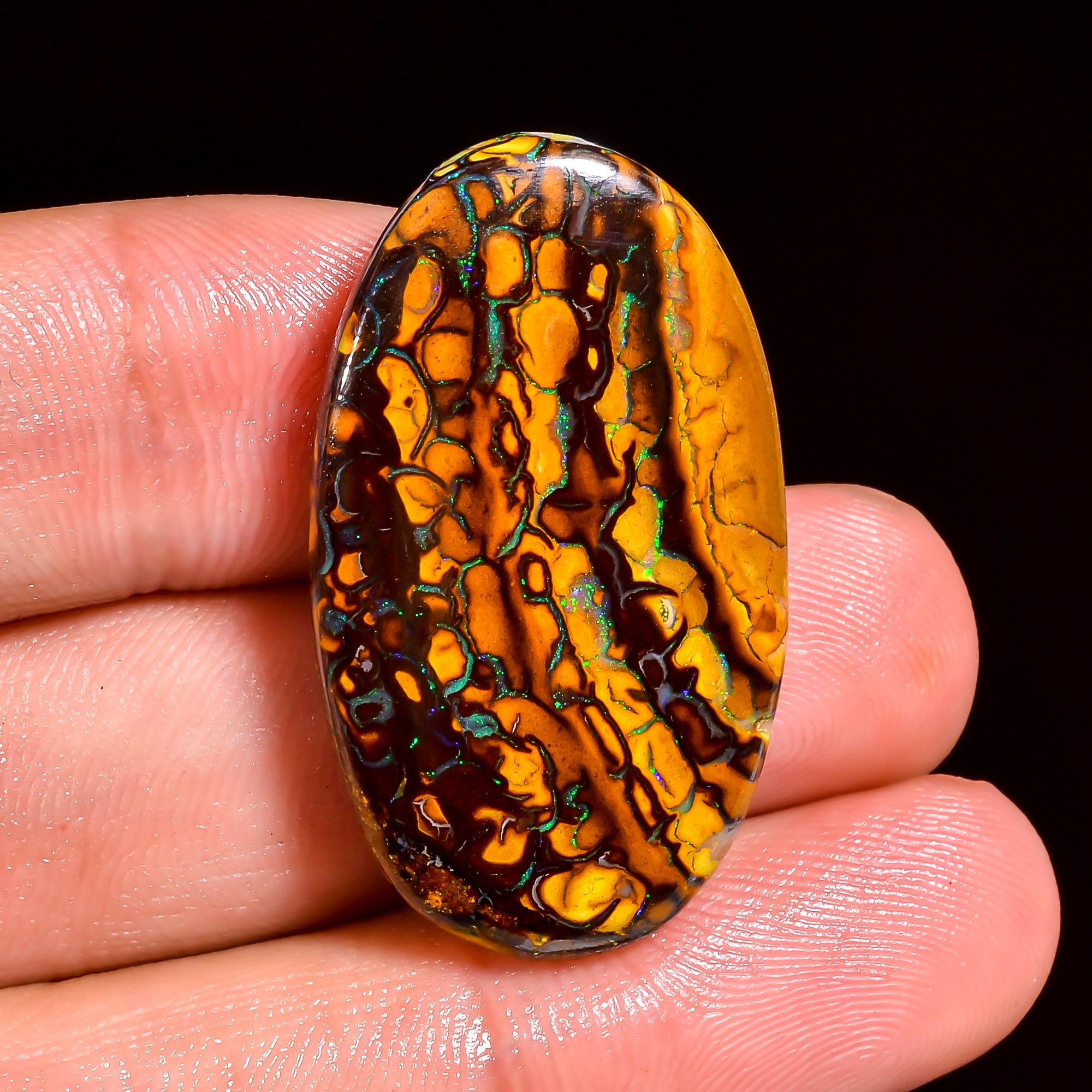 Boulder Opal Oval Shape Cabochon Loose Gemstone For Making Jewelry 36 Ct. 33X19X6 mm OP-866