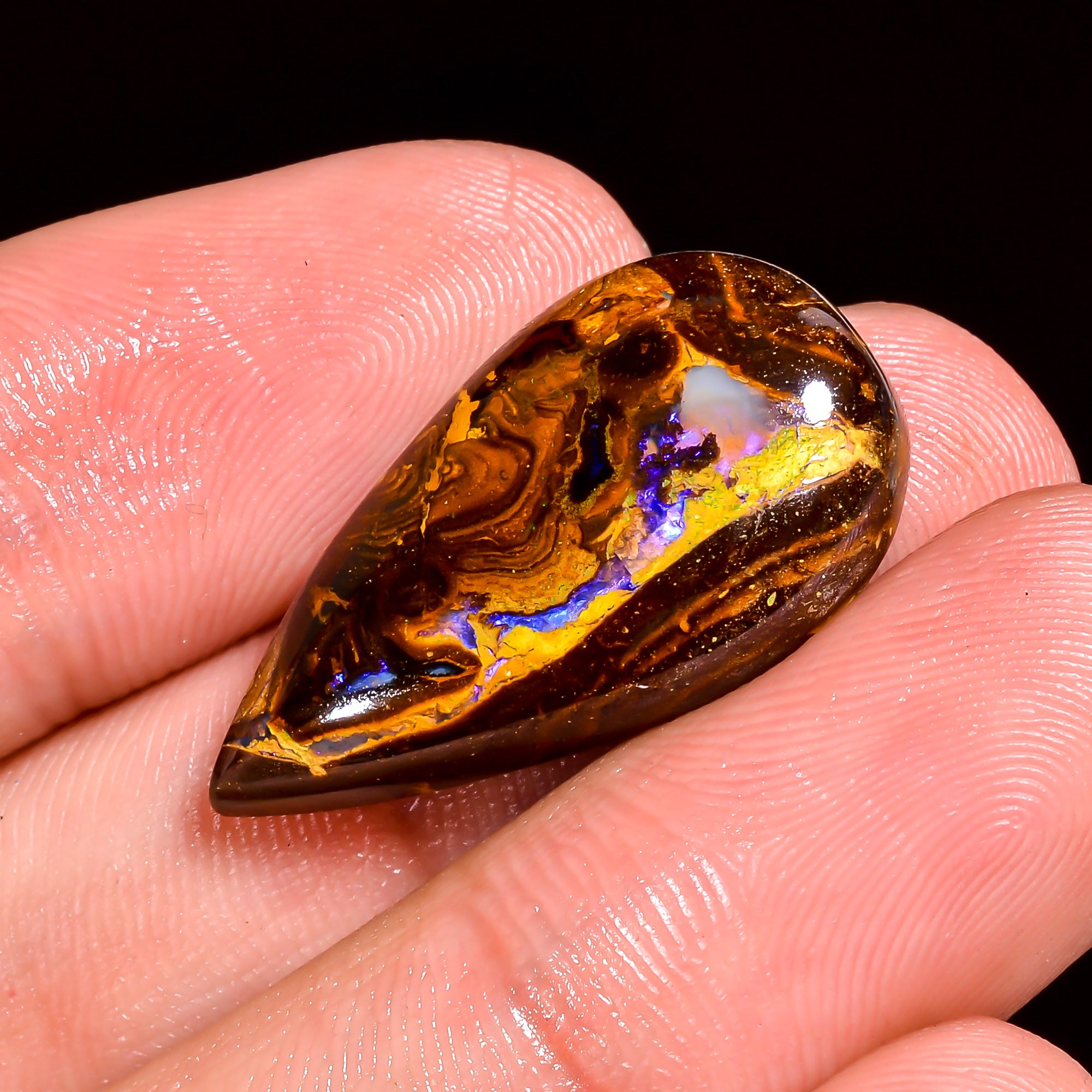 Boulder Opal Pear Shape Cabochon Loose Gemstone For Making Jewelry 18.5 Ct. 25X14X6 mm OP-867