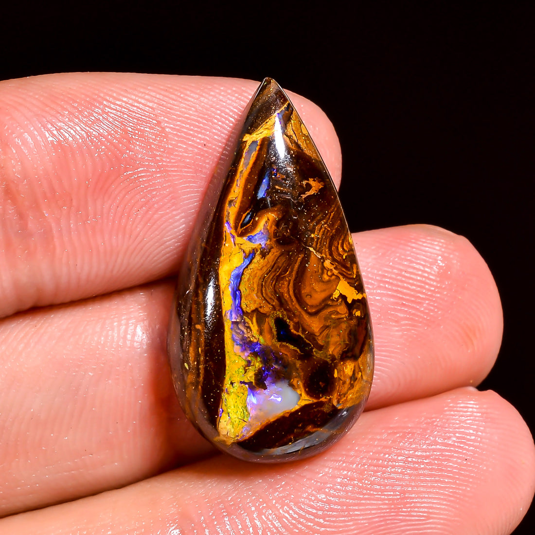 Boulder Opal Pear Shape Cabochon Loose Gemstone For Making Jewelry 18.5 Ct. 25X14X6 mm OP-867