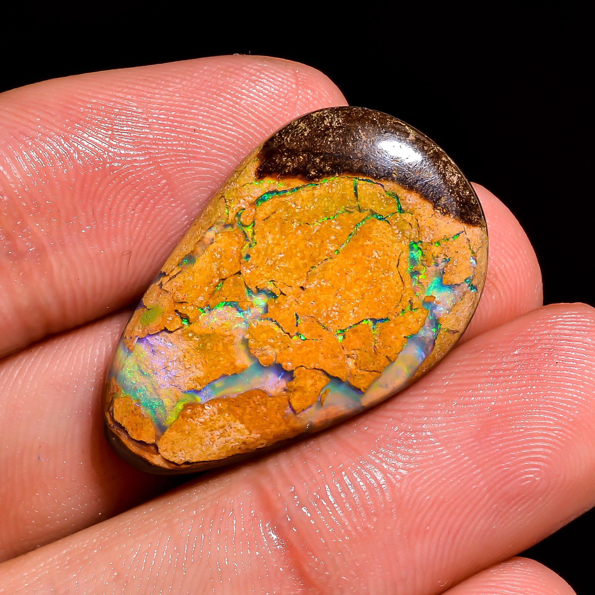 Boulder Opal Egg Shape Cabochon Loose Gemstone For Making Jewelry 16.5 Ct. 28X17X5 mm OP-868