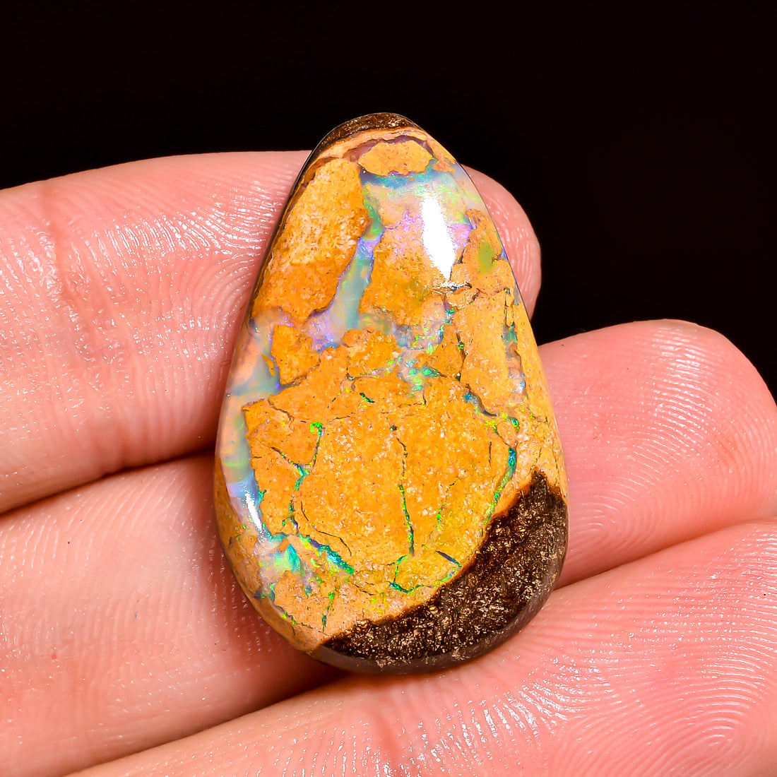 Boulder Opal Egg Shape Cabochon Loose Gemstone For Making Jewelry 16.5 Ct. 28X17X5 mm OP-868
