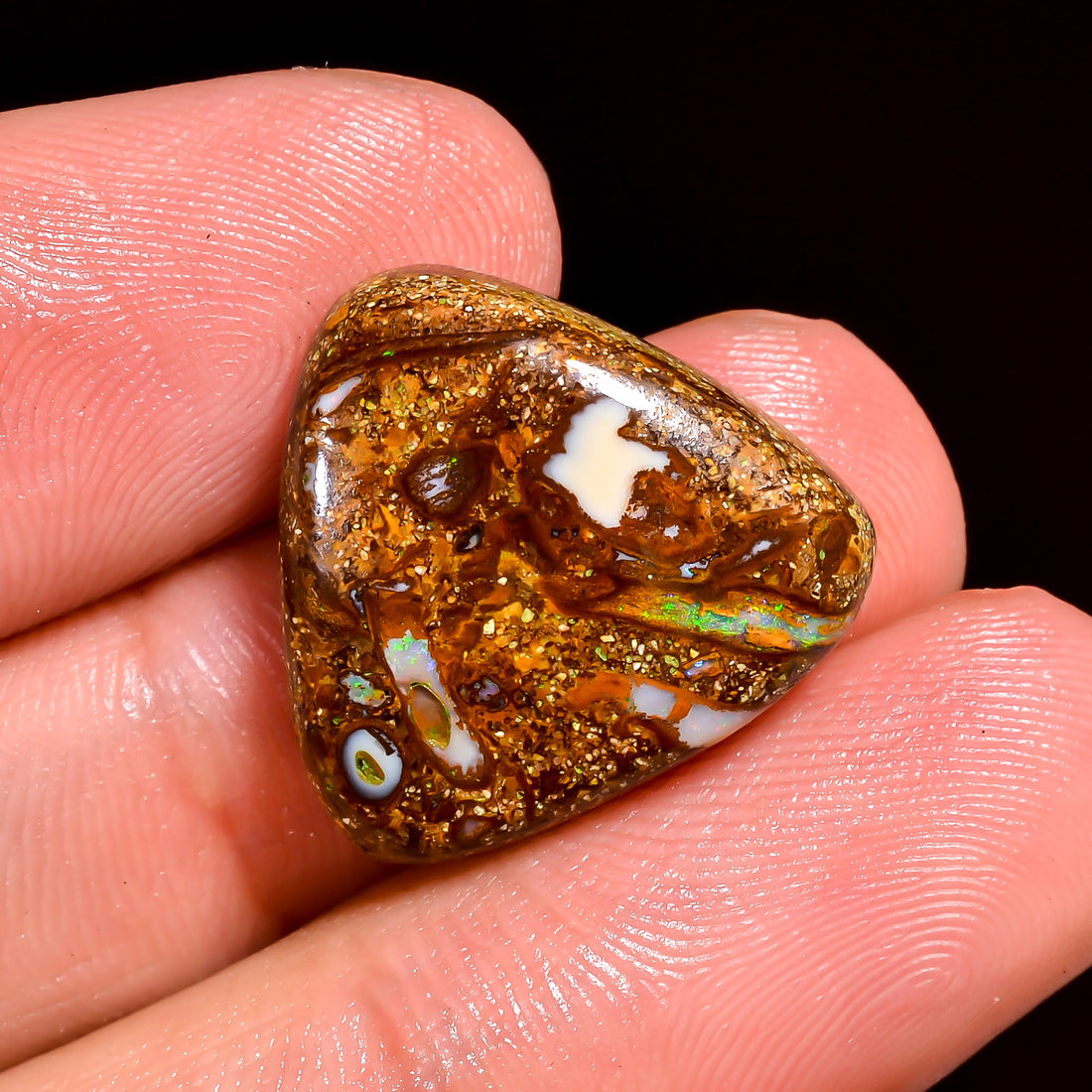 Boulder Opal Heart Shape Cabochon Loose Gemstone For Making Jewelry 12.5 Ct. 17X17X5 mm OP-870