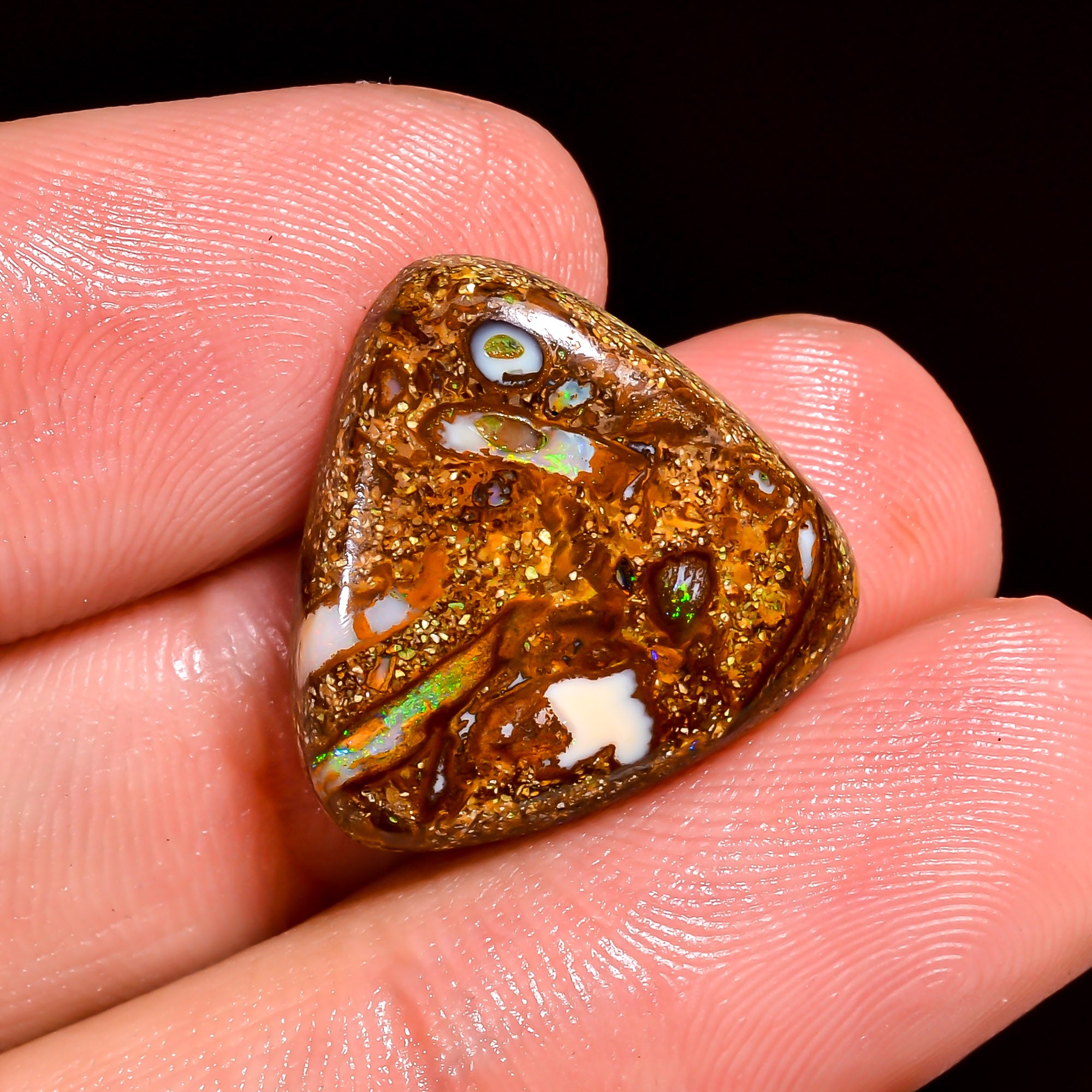 Boulder Opal Heart Shape Cabochon Loose Gemstone For Making Jewelry 12.5 Ct. 17X17X5 mm OP-870
