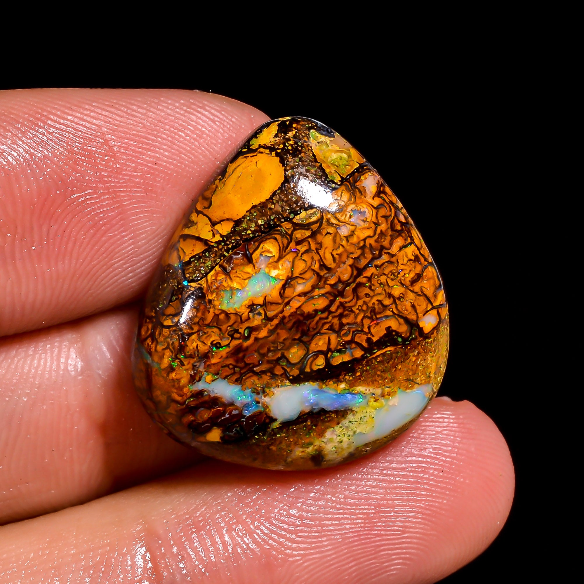 Boulder Opal Pear Shape Cabochon Loose Gemstone For Making Jewelry 25 Ct. 22X20X7 mm OP-872
