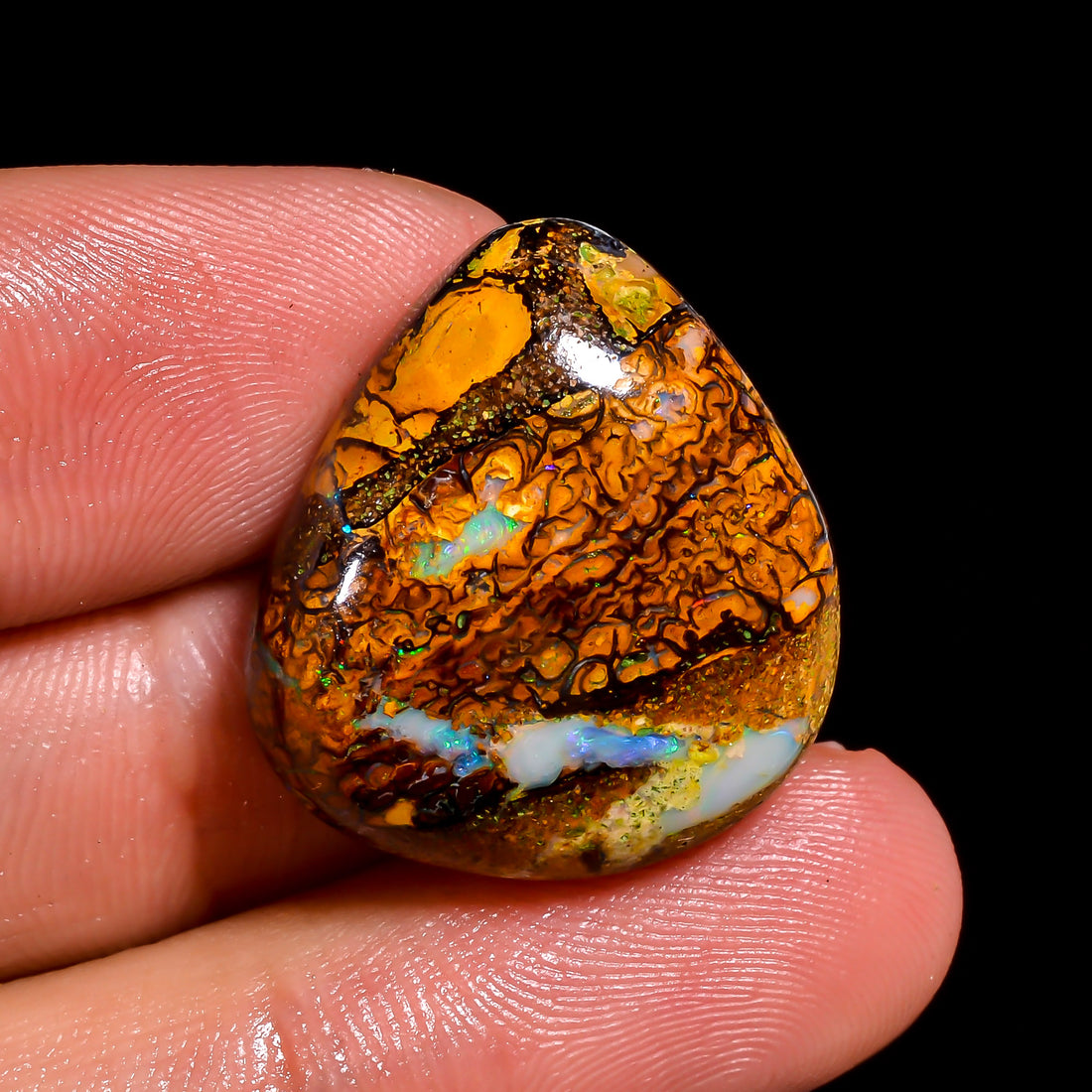 Boulder Opal Pear Shape Cabochon Loose Gemstone For Making Jewelry 25 Ct. 22X20X7 mm OP-872