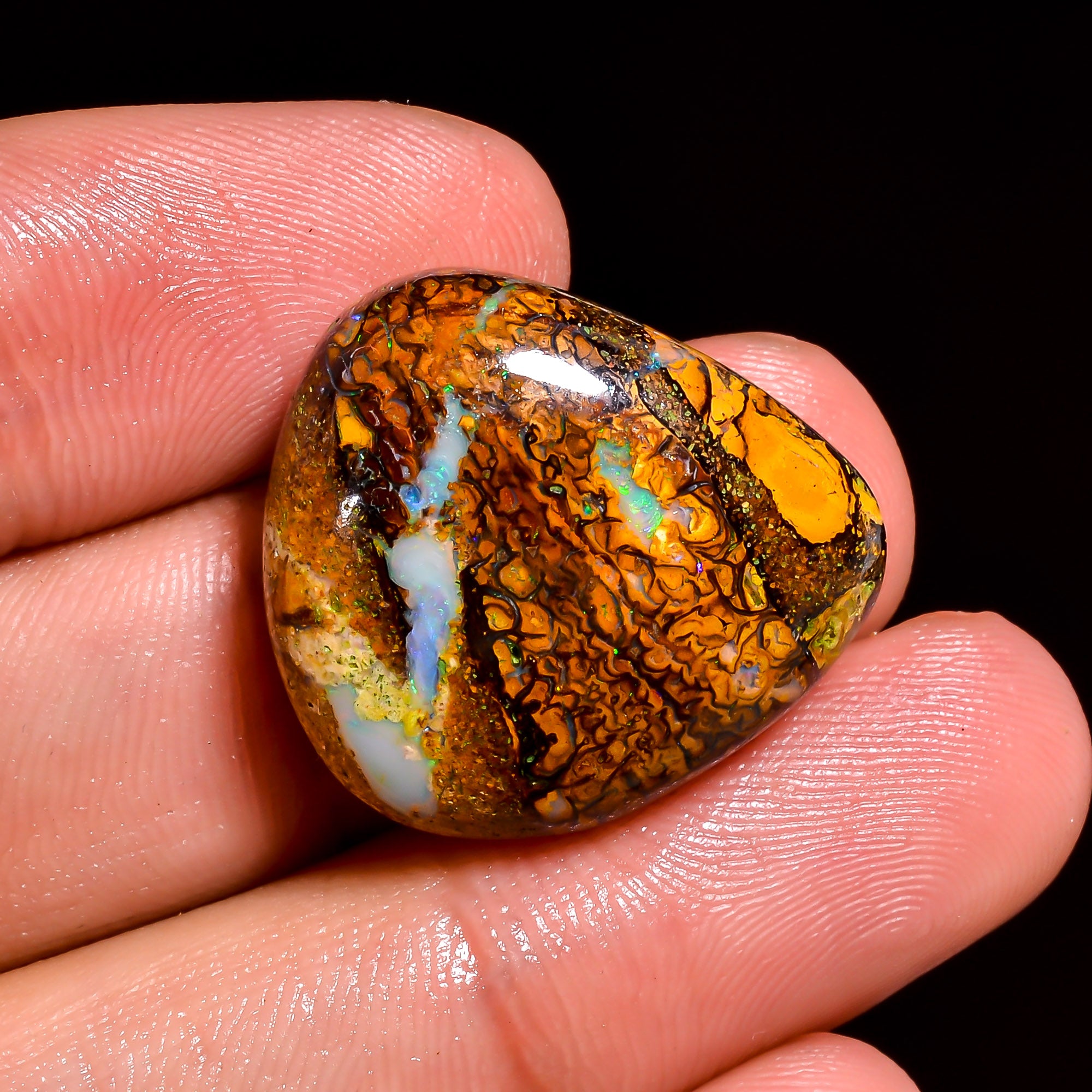 Boulder Opal Pear Shape Cabochon Loose Gemstone For Making Jewelry 25 Ct. 22X20X7 mm OP-872