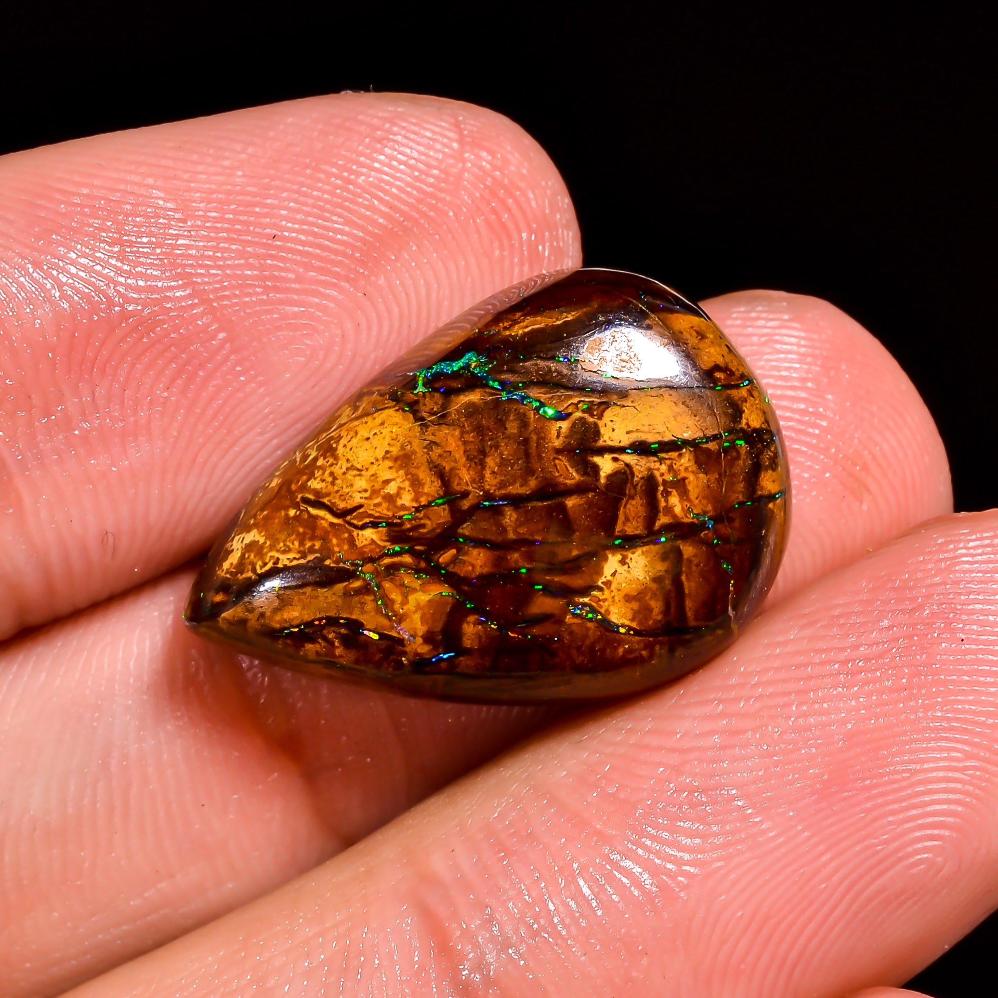 Boulder Opal Pear Shape Cabochon Loose Gemstone For Making Jewelry 16 Ct. 21X14X6 mm OP-873