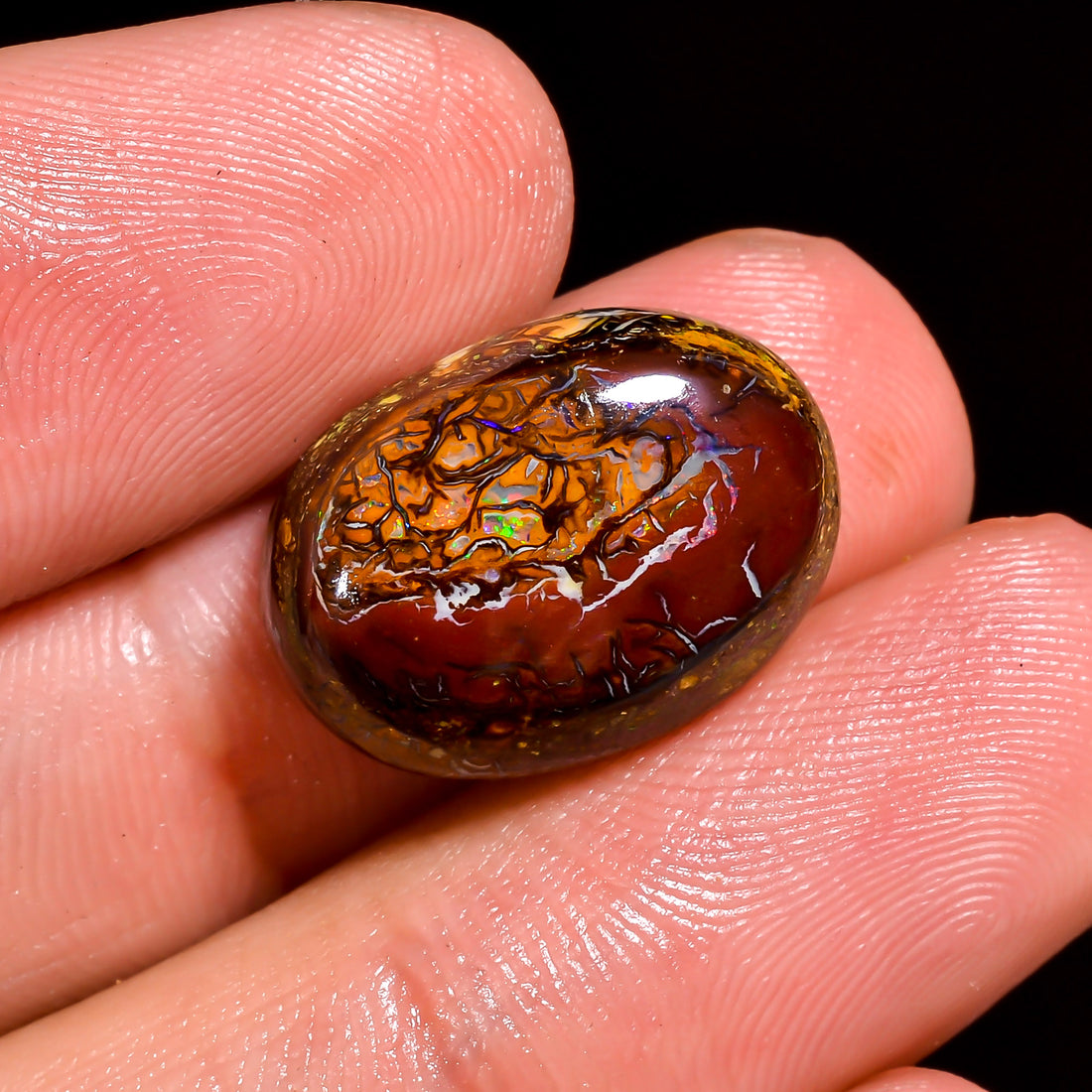 Boulder Opal Oval Shape Cabochon Loose Gemstone For Making Jewelry 13.5 Ct. 17X12X6 mm OP-874