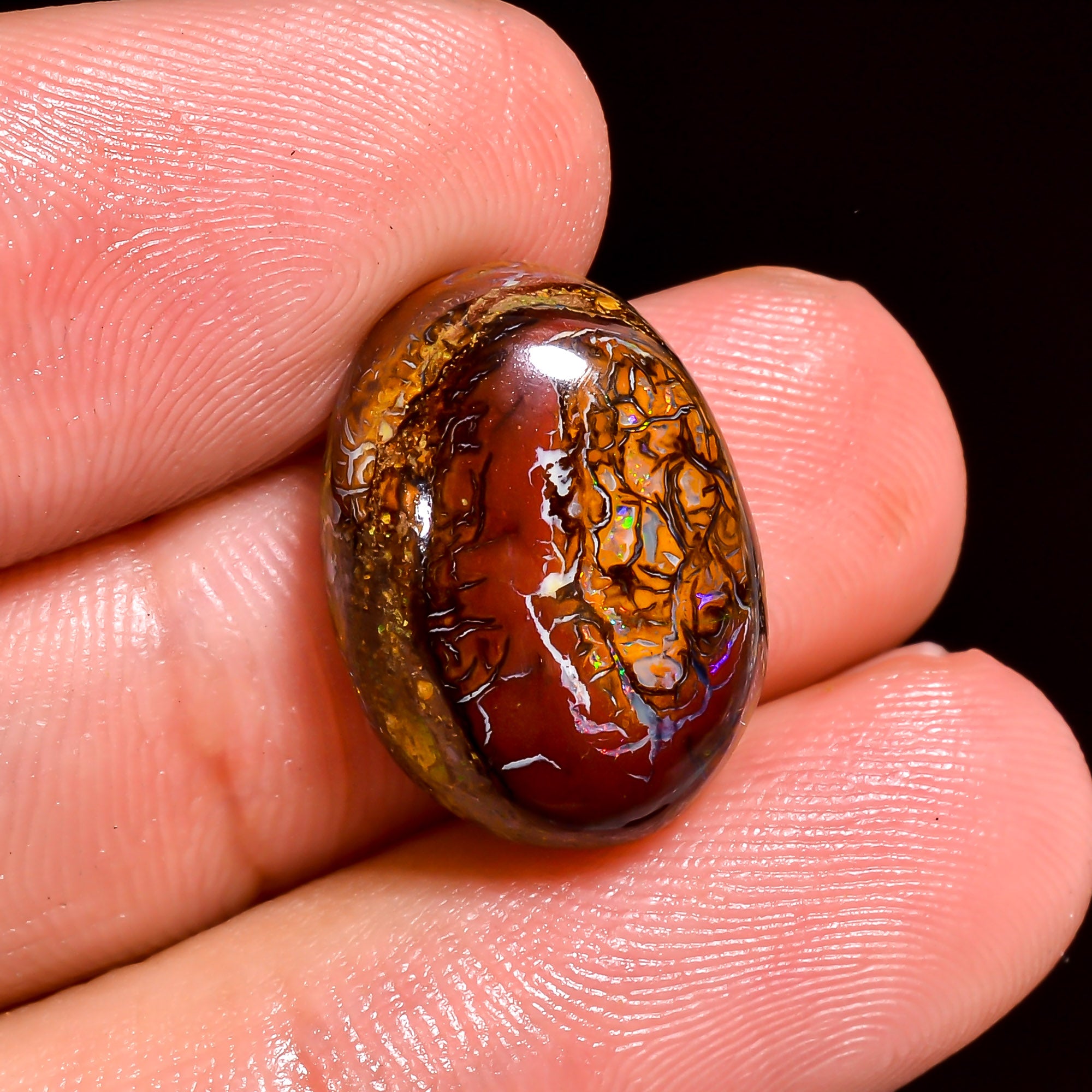 Boulder Opal Oval Shape Cabochon Loose Gemstone For Making Jewelry 13.5 Ct. 17X12X6 mm OP-874