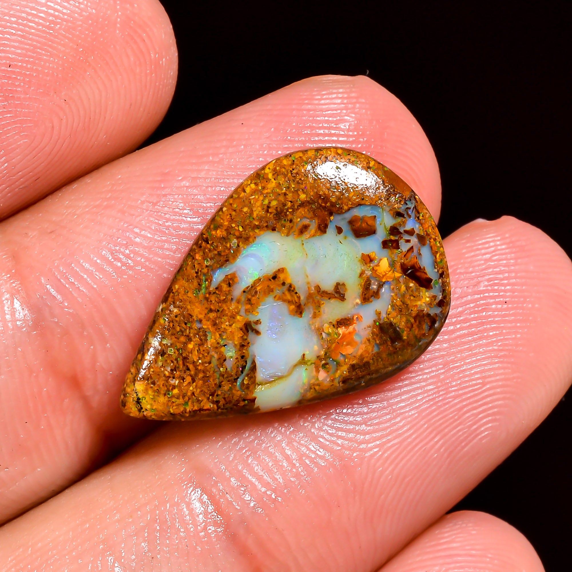 Boulder Opal Pear Shape Cabochon Loose Gemstone For Making Jewelry 8 Ct. 19X13X4 mm OP-876