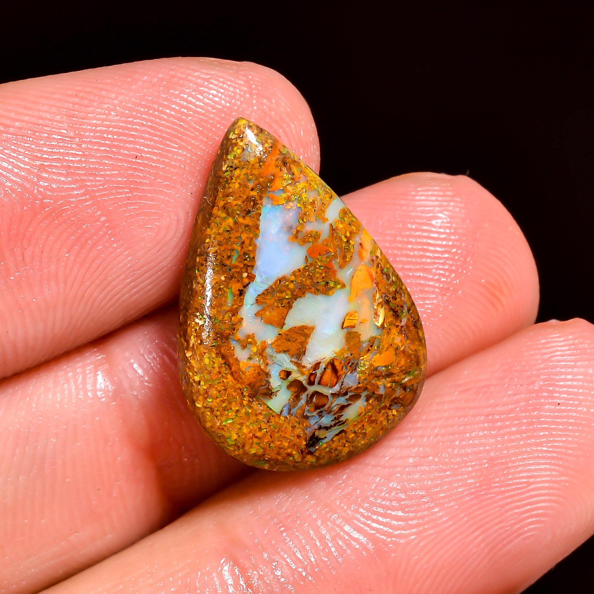 Boulder Opal Pear Shape Cabochon Loose Gemstone For Making Jewelry 8 Ct. 19X13X4 mm OP-876