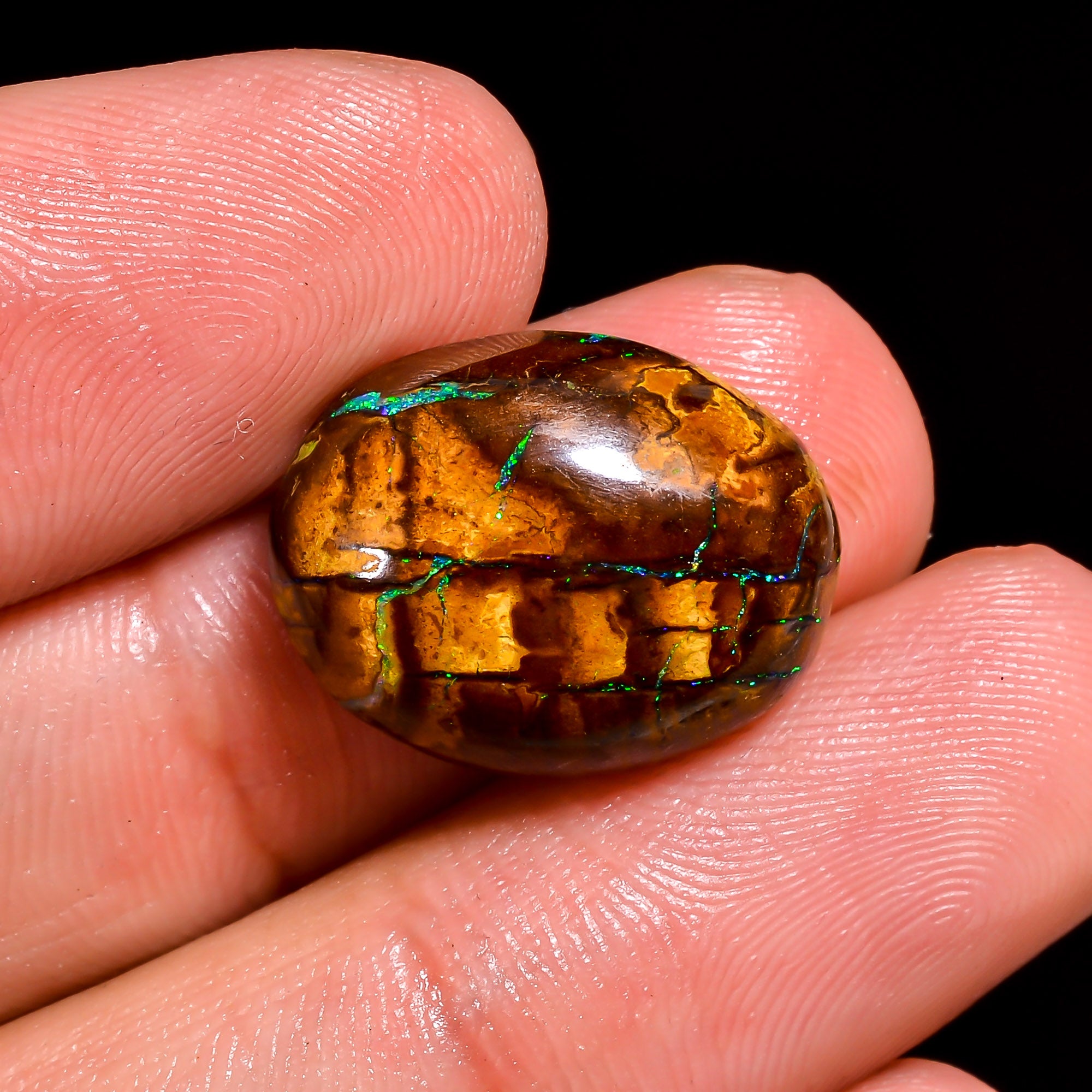 Boulder Opal Oval Shape Cabochon Loose Gemstone For Making Jewelry 13.5 Ct. 17X13X6 mm OP-877