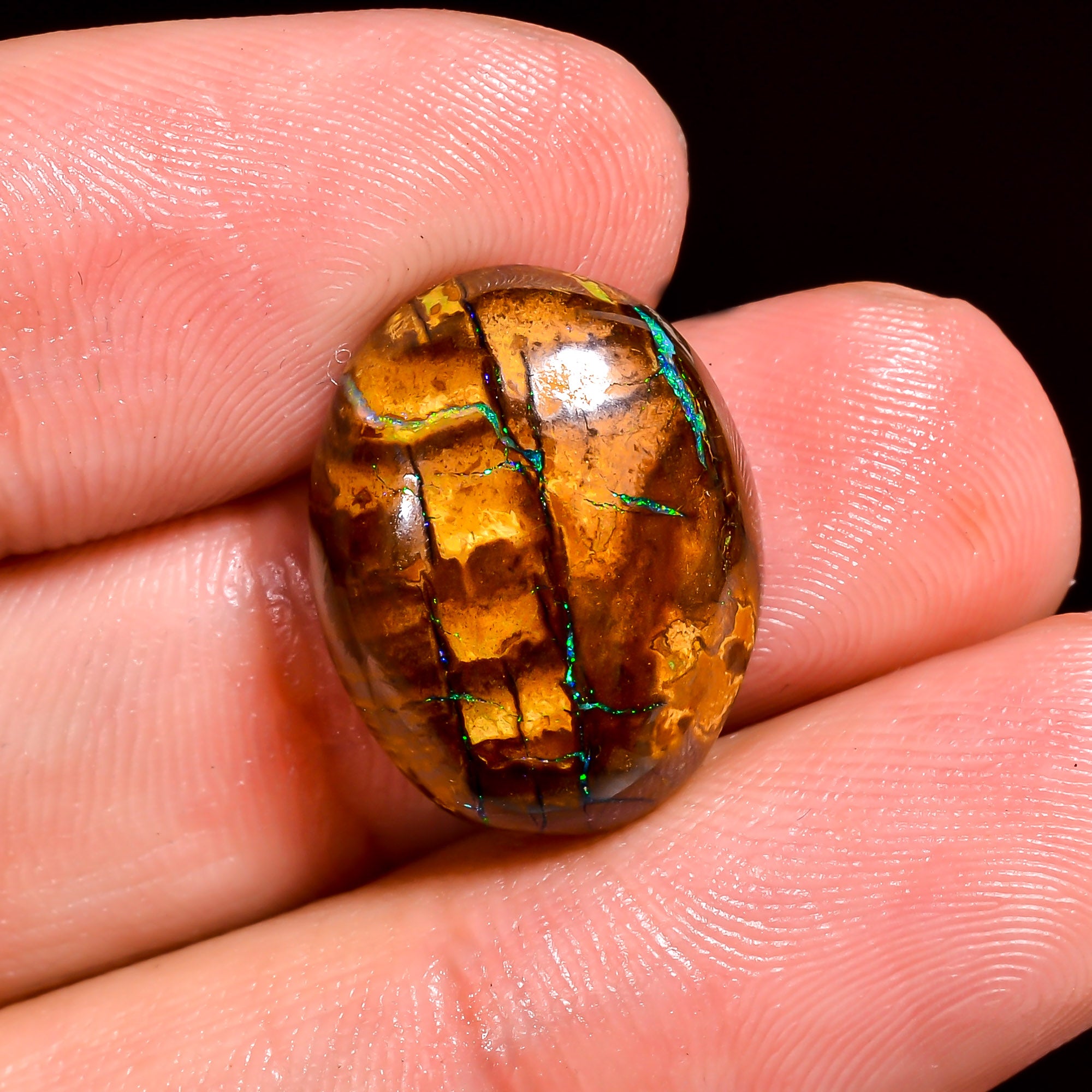 Boulder Opal Oval Shape Cabochon Loose Gemstone For Making Jewelry 13.5 Ct. 17X13X6 mm OP-877