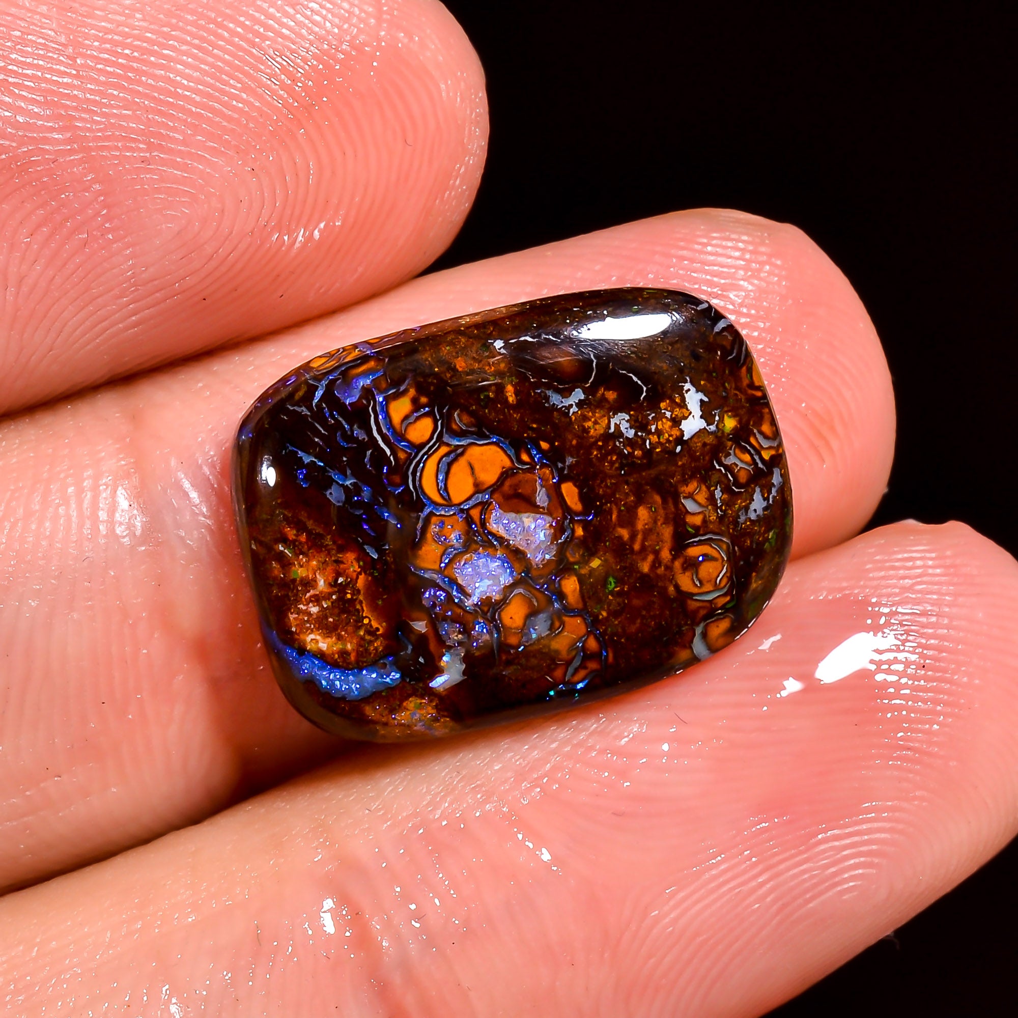 Boulder Opal Radiant Shape Cabochon Loose Gemstone For Making Jewelry 8.5 Ct. 17X13X3 mm OP-879
