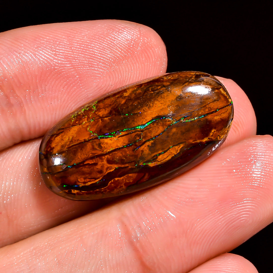 Boulder Opal Oval Shape Cabochon Loose Gemstone For Making Jewelry 28.5 Ct. 28X14X7 mm OP-882