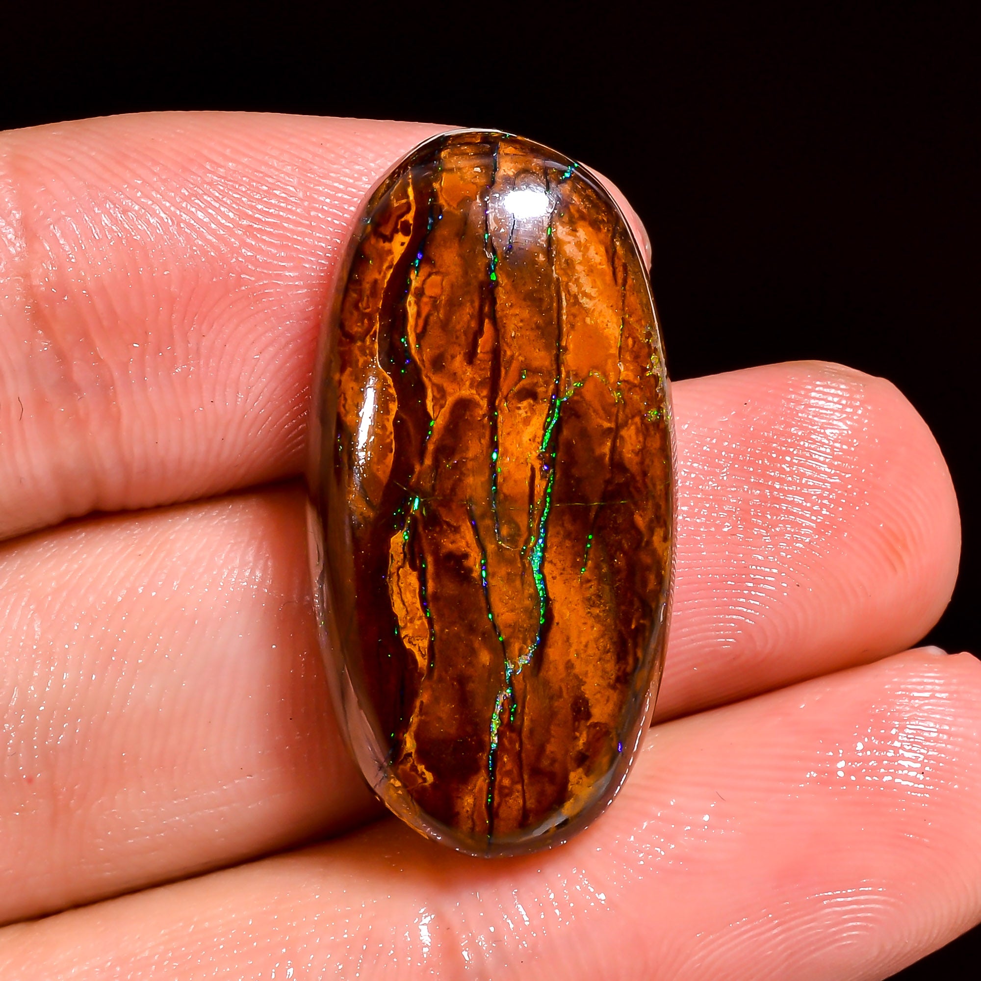 Boulder Opal Oval Shape Cabochon Loose Gemstone For Making Jewelry 28.5 Ct. 28X14X7 mm OP-882