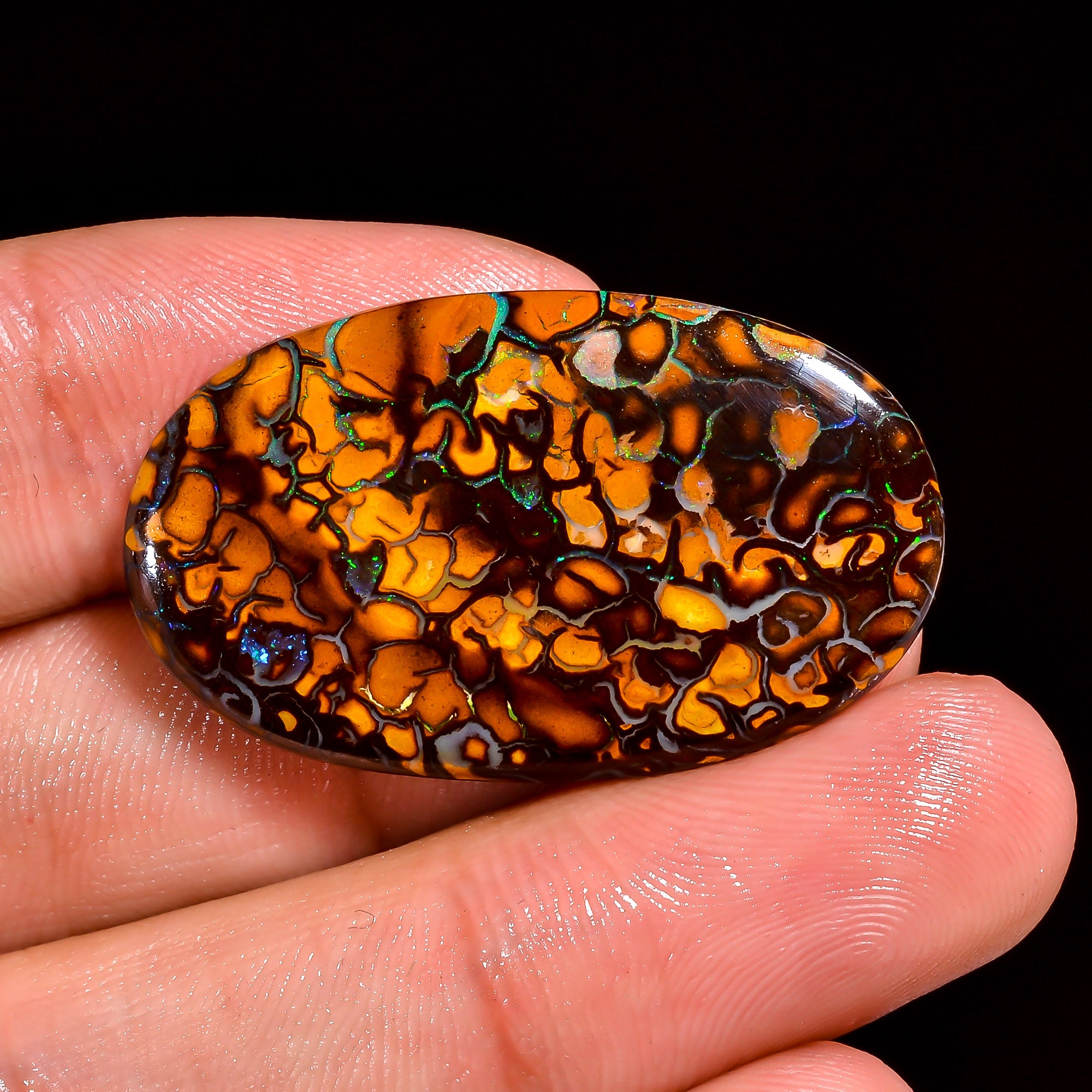 Boulder Opal Oval Shape Cabochon Loose Gemstone For Making Jewelry 28 Ct. 33X20X4 mm OP-883