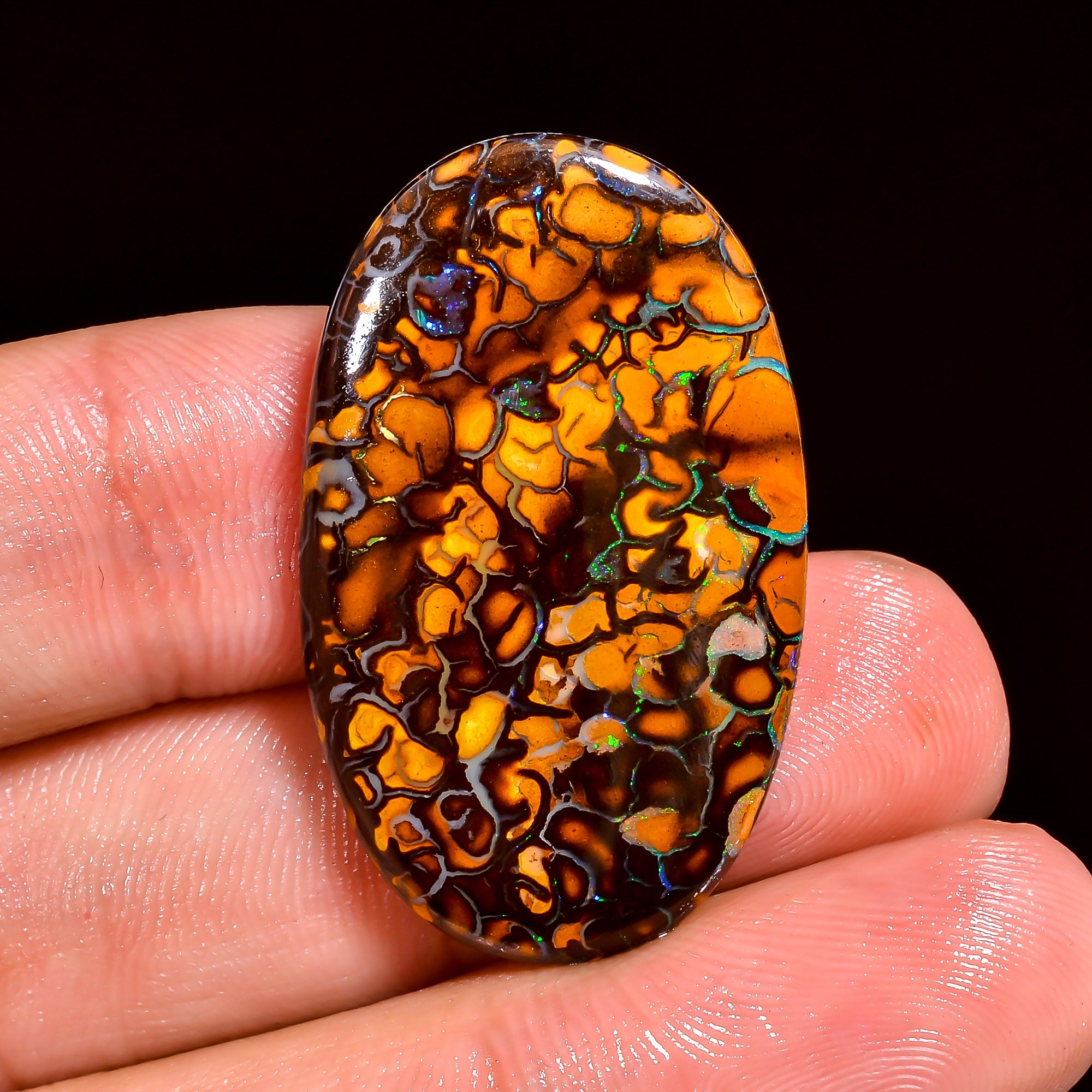 Boulder Opal Oval Shape Cabochon Loose Gemstone For Making Jewelry 28 Ct. 33X20X4 mm OP-883